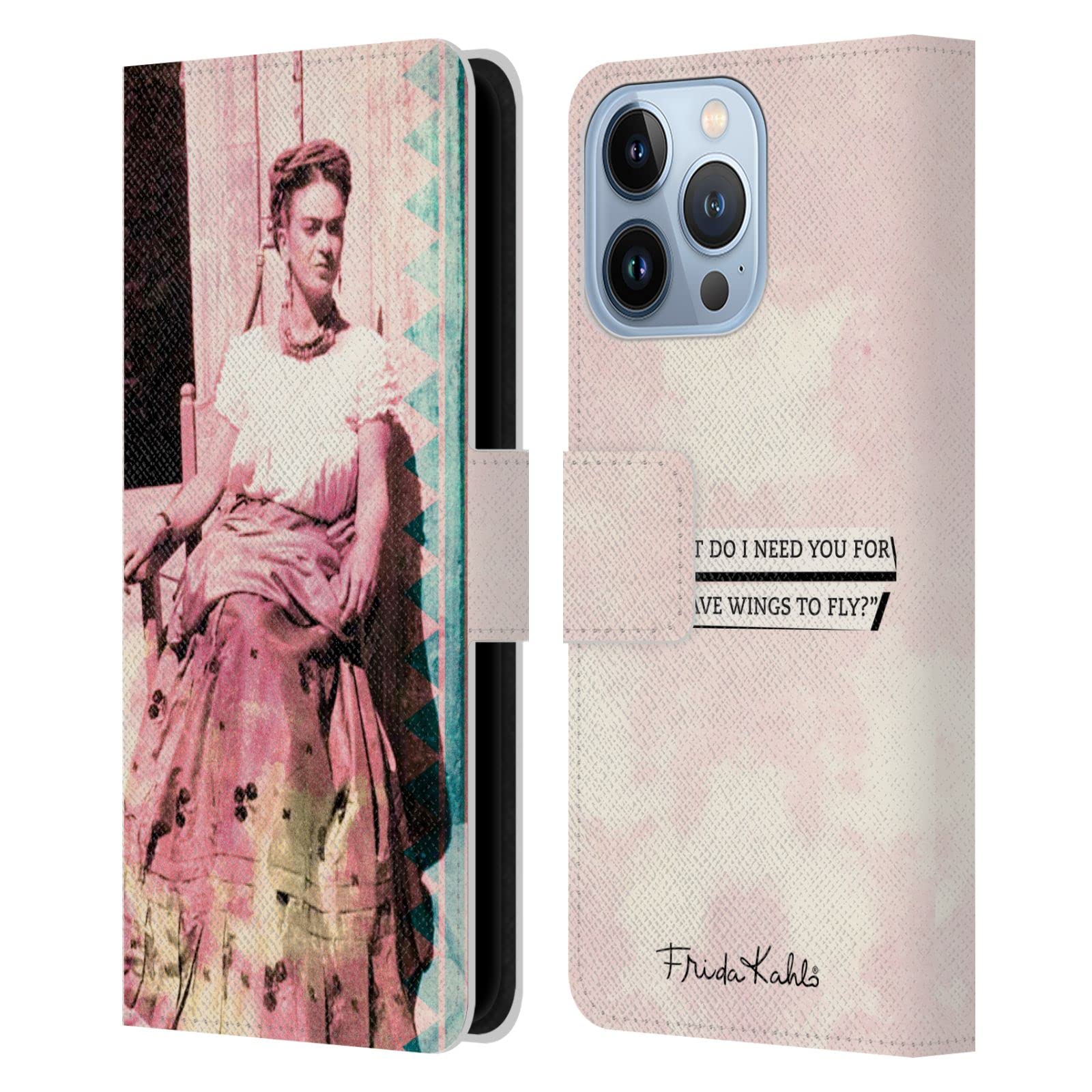 Frida Kahlo Inspired Leather Book Wallet Case for iPhone 13 Pro | Officially Licensed Art & Quotes | Perfect for Art Lovers & Daily Use