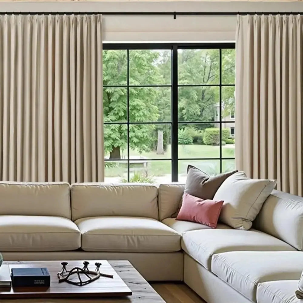 Premium Velvet Curtains - Blackout Thermal Insulated Pleated Drapes for Living Room & Bedroom - Soft Luxury Window Treatments for Home Decor & Noise Reduction