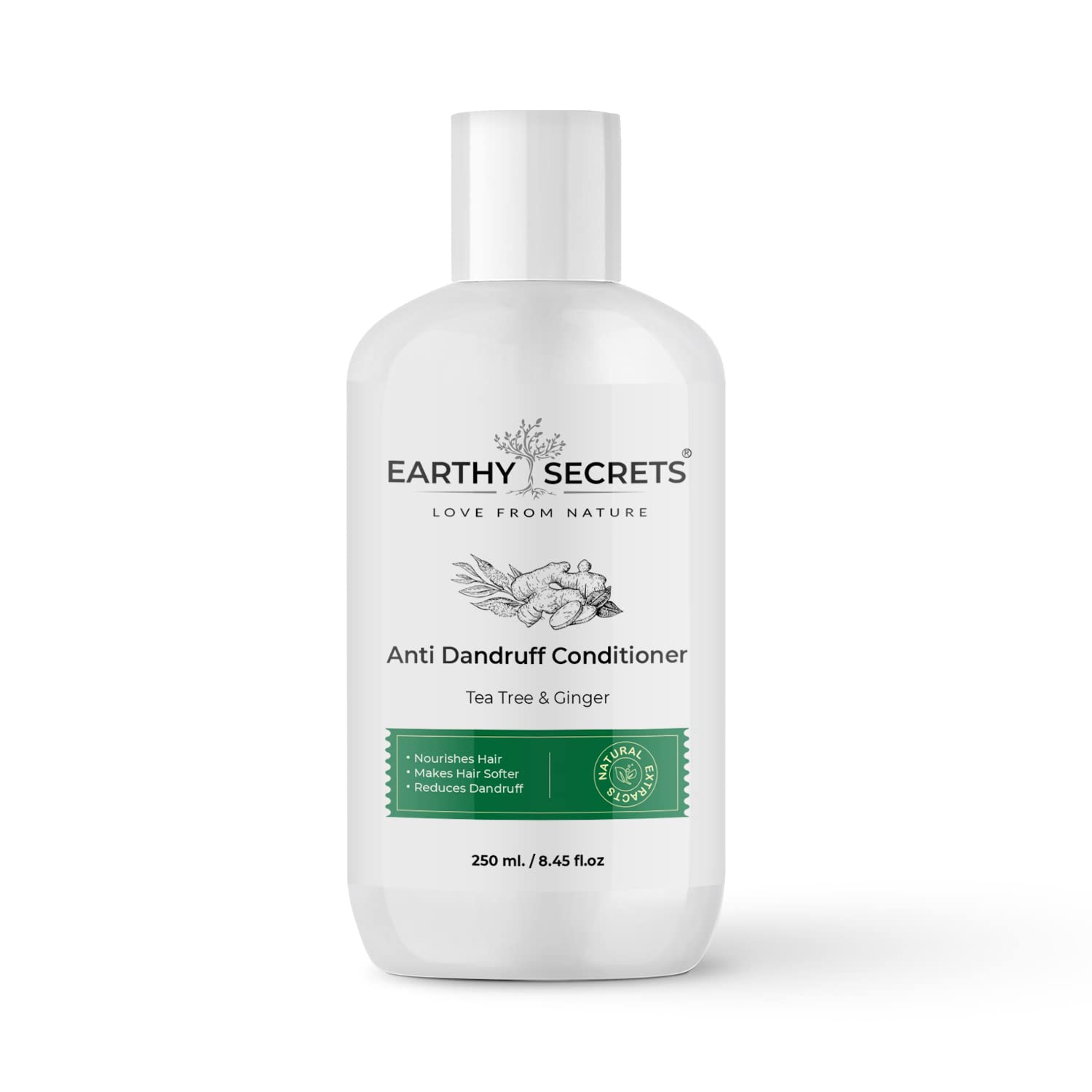 Earthy Secrets Anti Dandruff Hair Conditioner with Tea Tree & Ginger Oil for Men & Women - Soothes Itchy Scalp, Eliminates Dandruff, Nourishes & Restores Scalp Health - Leaves Hair Soft, Smooth & Shiny - Perfect for Daily Hair Care & Scalp Treatment at Home