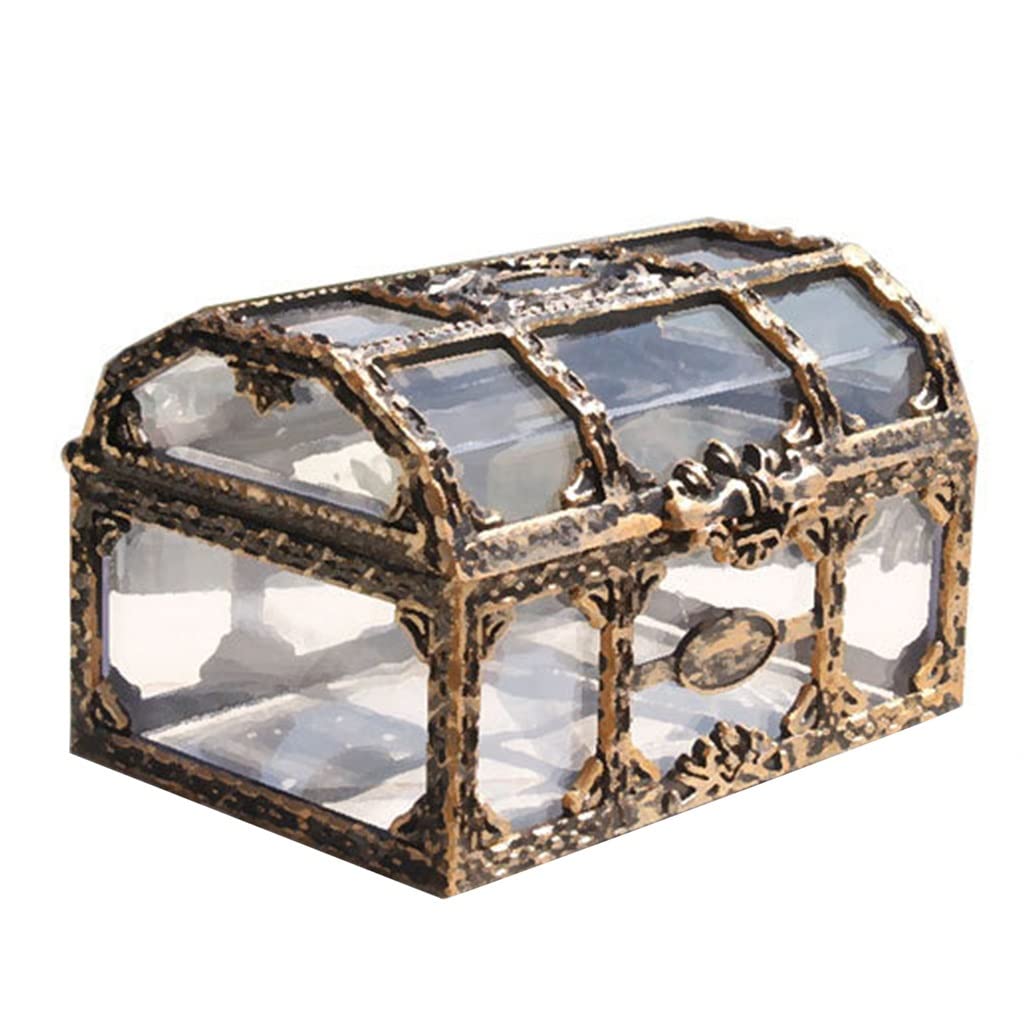 Vintage Jewelry Organizer Box - Pirate Treasure Chest for Kids, Keepsake Holder & Gem Storage - Clear One Size - Perfect for Home Decor, Kids Room & Party Favors