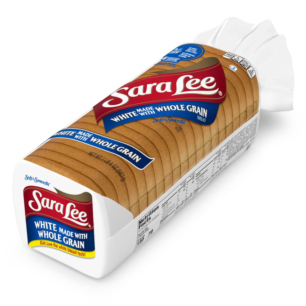 Sara Lee Whole Grain White Sandwich Bread - 20 Oz Loaf, No Artificial Colors or Flavors | Perfect for Sandwiches, Toast & Breakfast