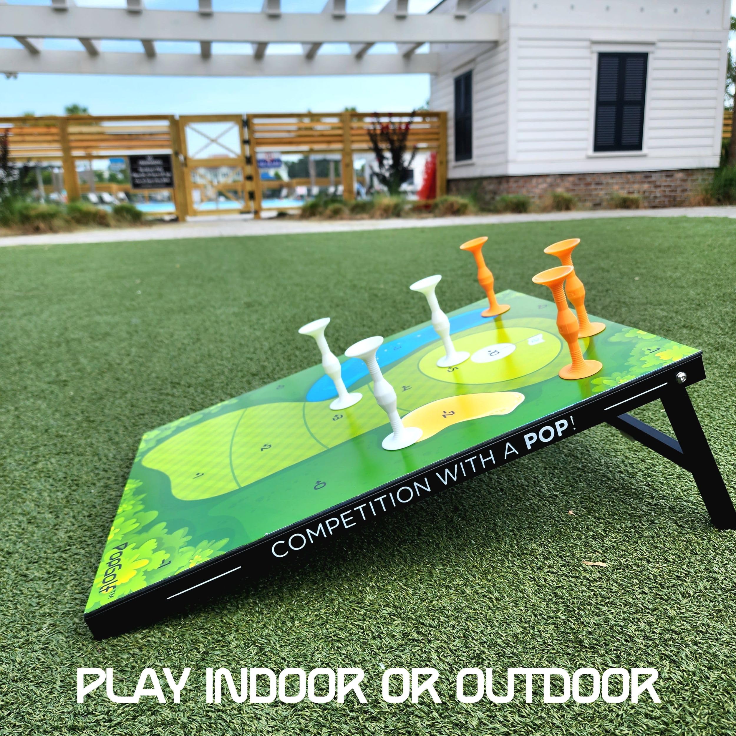 PopGolf Board Game Set with All-Weather Board, Exclusive PopGolf Darts, Travel Case & Score Keeper - Fun Backyard, Indoor & Outdoor Family Game - Perfect Alternative to Cornhole - Great for Parties, BBQs, Camping & Tailgating