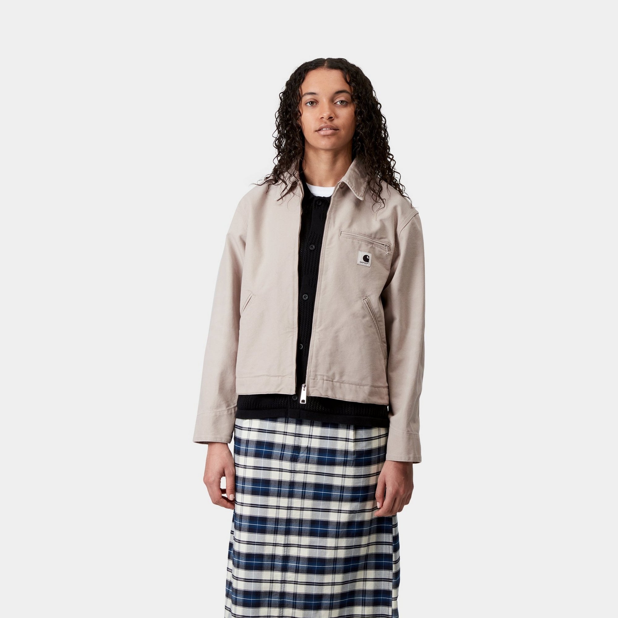 Women's OG Detroit Jacket - Vintage Style Dusky Beige Stone Canvas Coat | Water-Resistant Winter Jacket for Outdoor Activities & Casual Streetwear Fashion