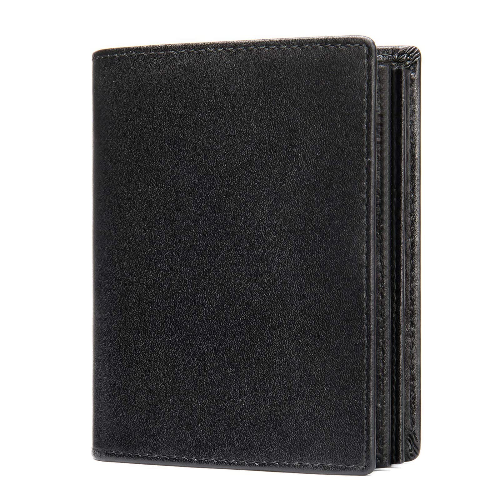 RFID Blocking Bifold Leather Wallet for Men - Genuine Soft Brown Western Style with 16 Card Slots (Black) | Perfect for Travel, Business & Everyday Use