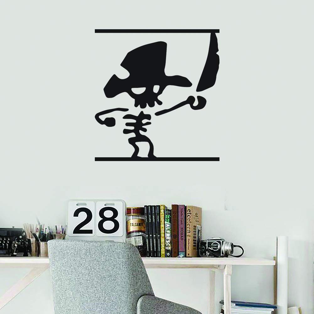 Premium Pirate Skeleton Waterproof Vinyl Decal Stickers - Durable Laptop, Phone, Helmet, Car Window, Bumper, Mug, Cup, Door & Wall Decor - Perfect for Halloween, Pirate Parties, Themed Events & DIY Home Decoration (ANDauto015401BL)