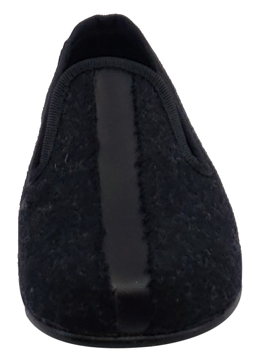 Luccini Kids' Splendid Flannel Black Leather Slip-On Shoes for Boys and Girls - Perfect for School, Playdates & Casual Outings