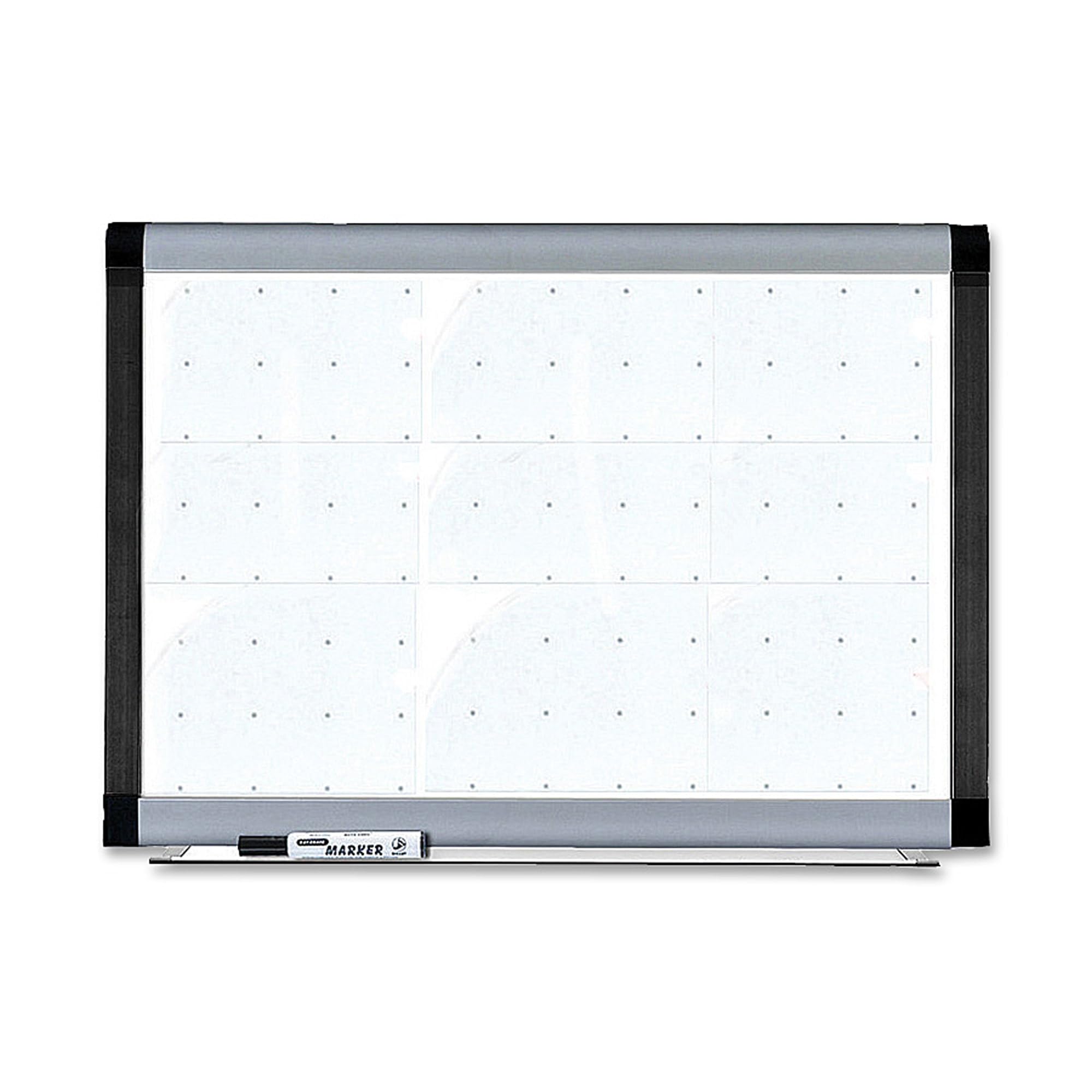 Lorell 4x3 Feet Magnetic Dry Erase Whiteboard with Grid Lines - Silver & Ebony Framed for Office, Classroom, and Home Organization