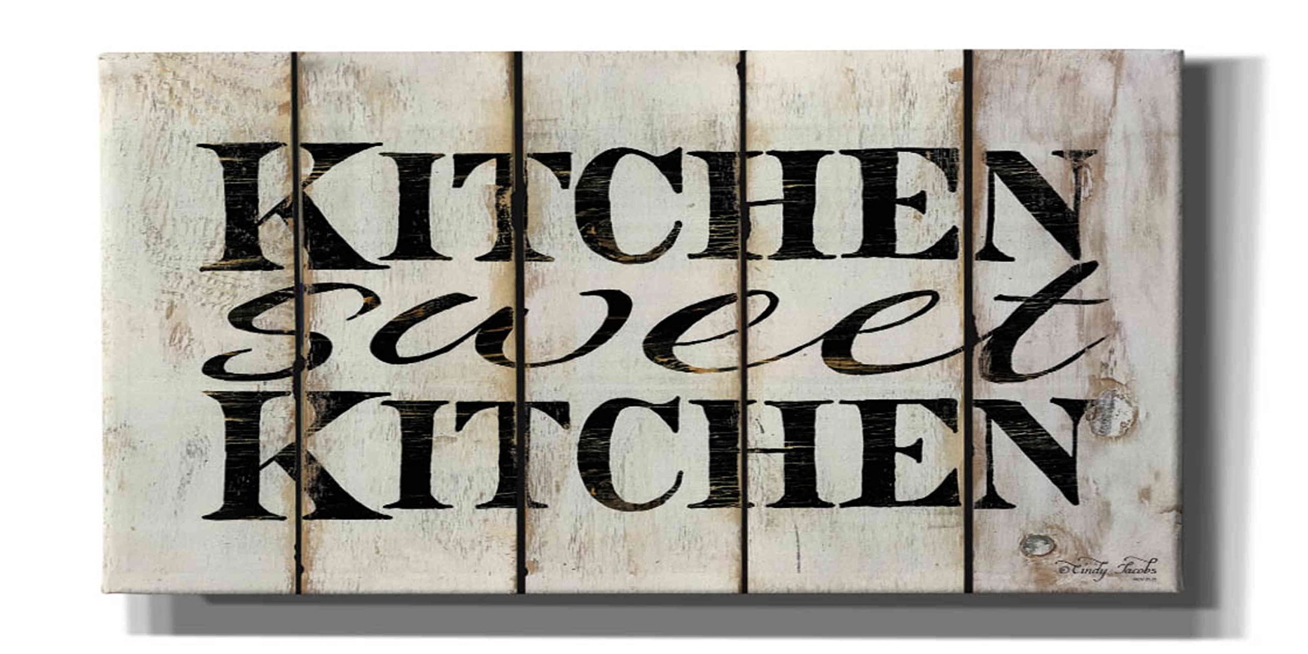 Epic Graffiti 'Kitchen Sweet Kitchen' Wood Panel Wall Art by Cindy Jacobs - 60x30 Inches Canvas Painting for Modern Home Decor, Perfect for Kitchen & Dining Room Wall Decor