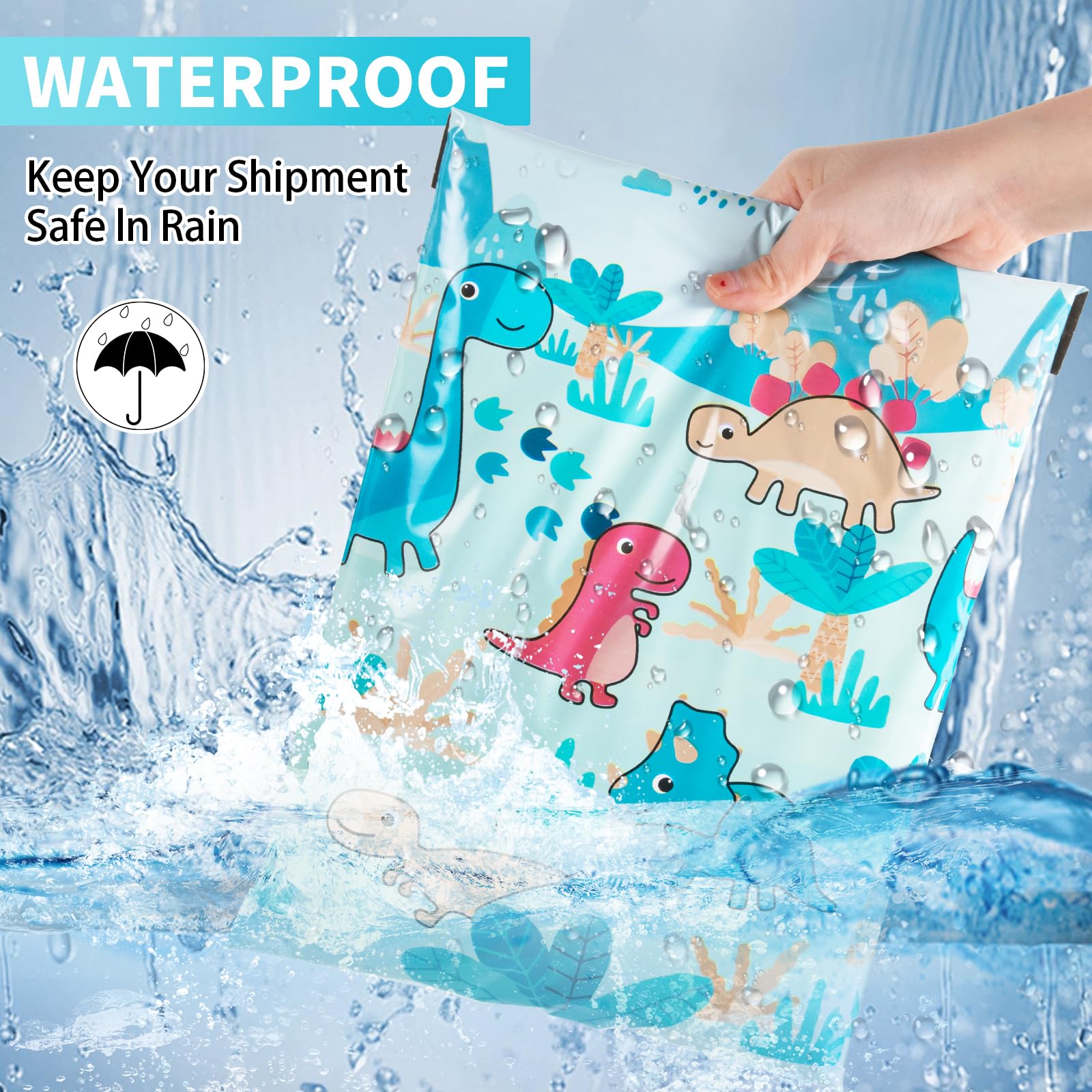 Durable 10x13 Poly Mailers - 100PCS Plastic Shipping Bags for Ecommerce | Waterproof Mailing Envelopes for Small Business Packaging | Perfect for Shipping Clothes, Books & Online Store Orders (Dinosaur Design)