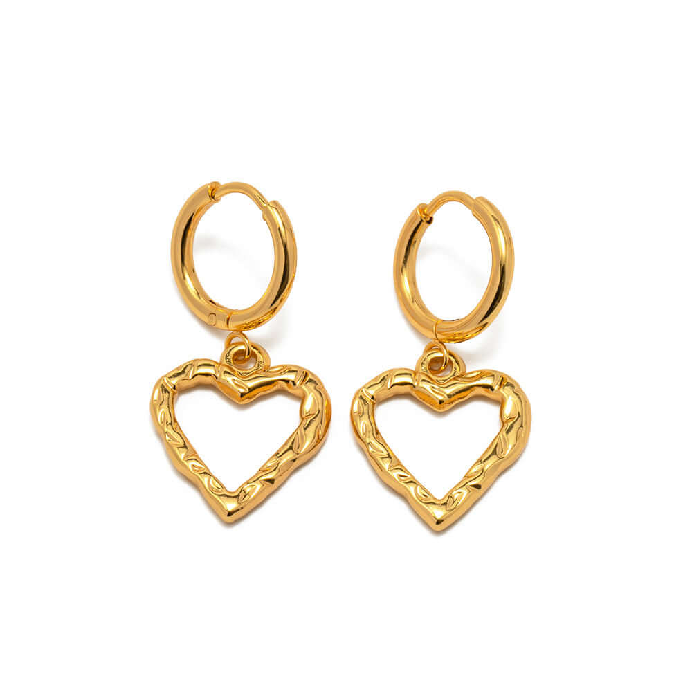 18K Gold Hollow Heart Huggie Hoop Earrings for Women | JDE046 | Perfect for Valentine's Day, Anniversary Gifts & Everyday Wear