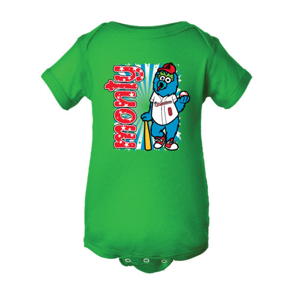 Adorable Infant Monty Mascot Green Onesie - Soft Cotton Baby Bodysuit for Newborns & Toddlers - Perfect for Playtime, Photo Shoots & Everyday Comfort