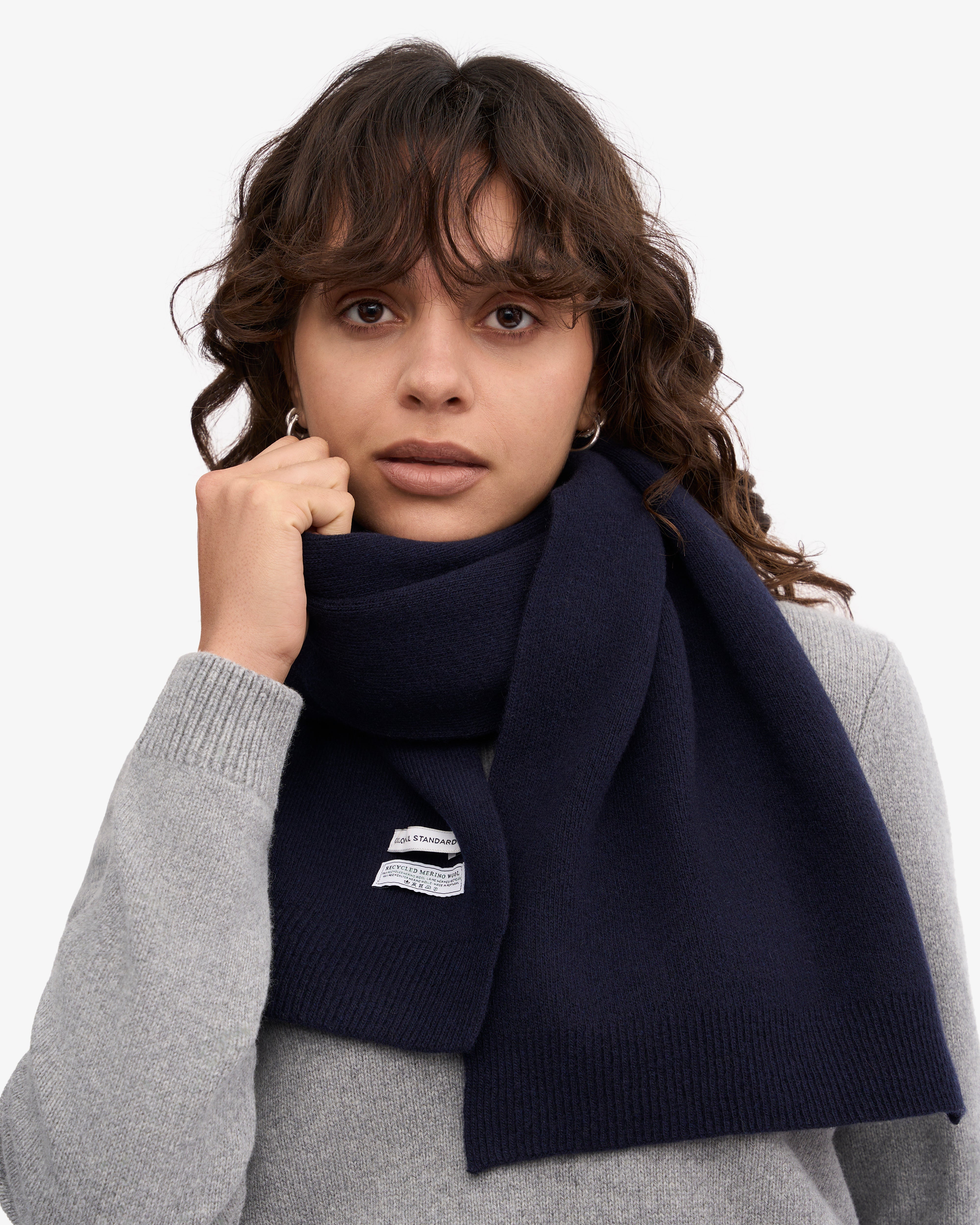 Premium Merino Wool Scarf for Men & Women - Soft & Warm Navy Blue Winter Accessory - Perfect for Cold Weather, Travel & Outdoor Activities