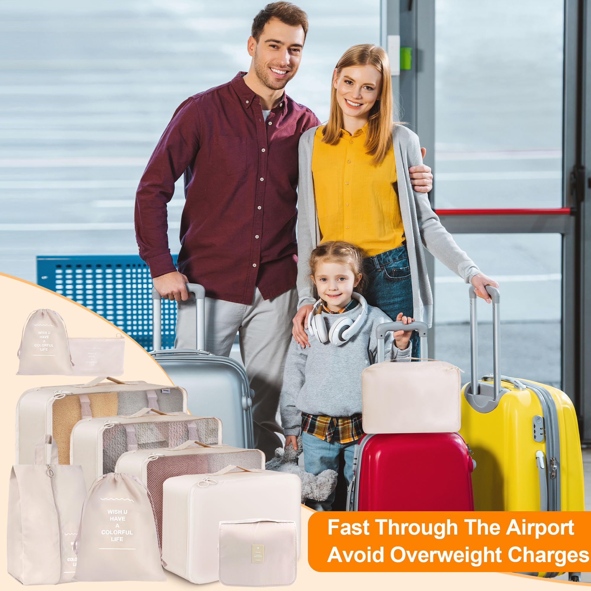 Kingdalux 9-Piece Packing Cubes Set - Waterproof Travel Organizers for Suitcases | Perfect for Clothes, Shoes & Toiletries