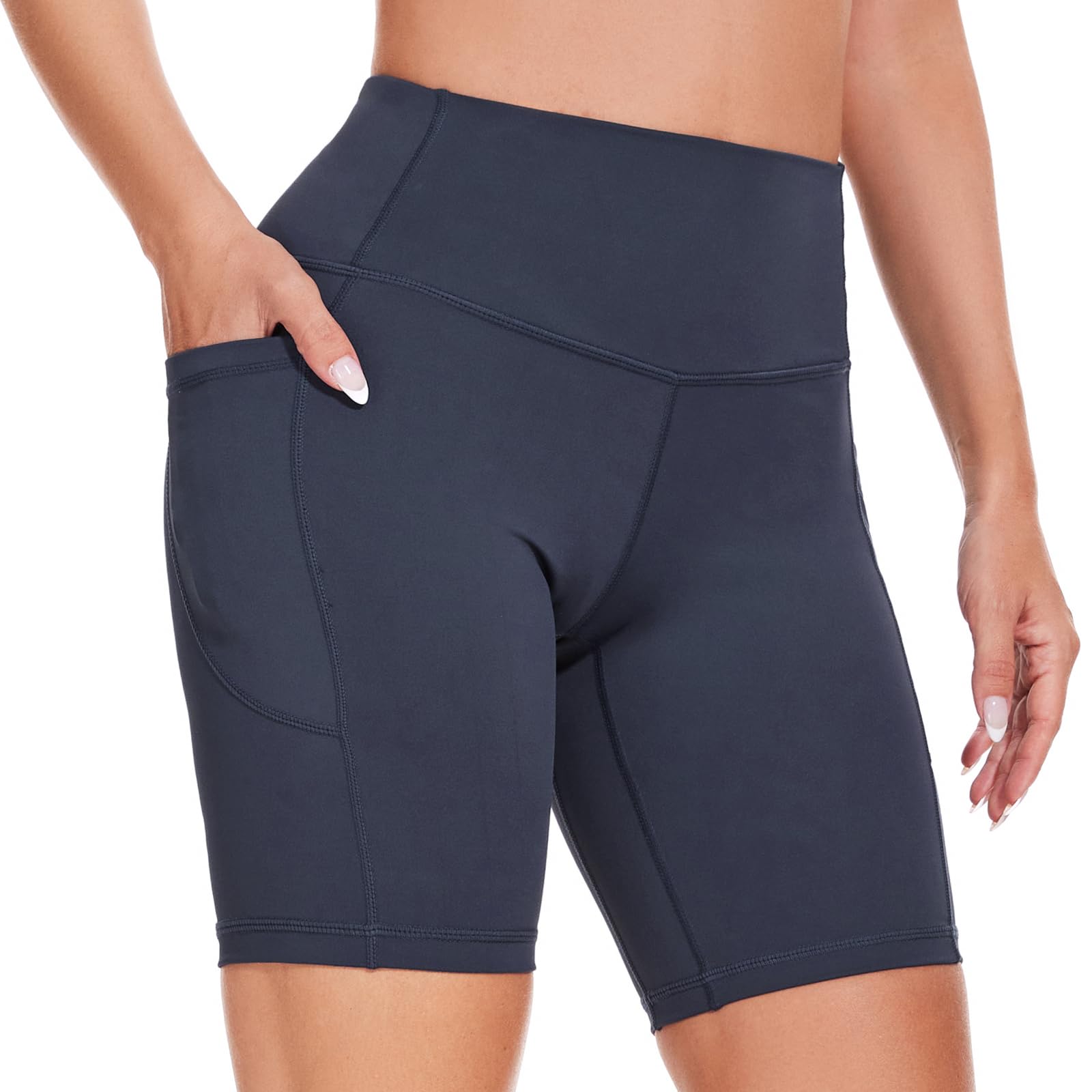 iniber Women's High Waist Biker Shorts with Pockets - Workout Yoga Spandex Athletic Bicycle Leggings for Running, Cycling & Gym
