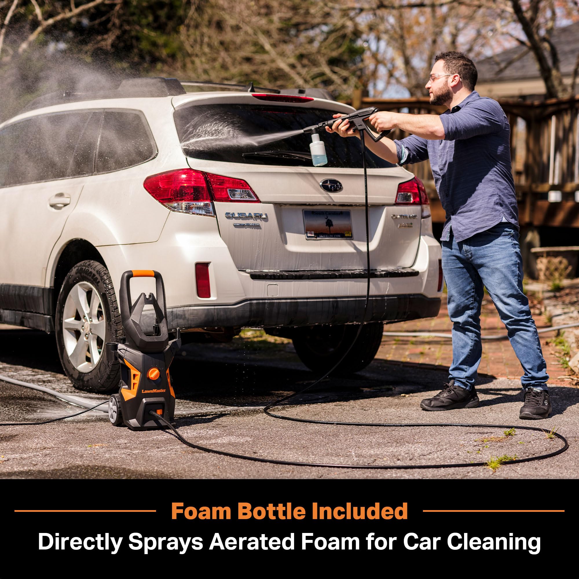 LawnMaster LT306-1800C 1800 PSI Electric Pressure Washer - 13 Amp, 1.4 GPM, Includes Foam Bottle, CSA Certified - Perfect for Driveway Cleaning, Deck Washing, and Outdoor Home Maintenance