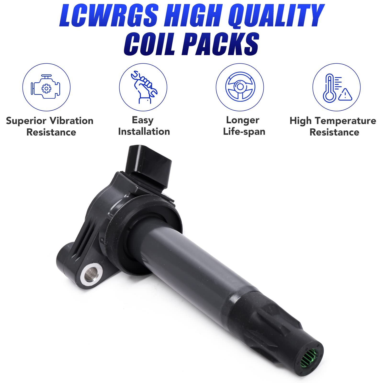 6-Pack Ignition Coil Set Compatible with 2004-2008 Toyota Sienna, Highlander, Solara & Lexus RX330, ES330 3.3L V6 Engine - Direct Replacement for UF506 - Improve Engine Performance & Fuel Efficiency