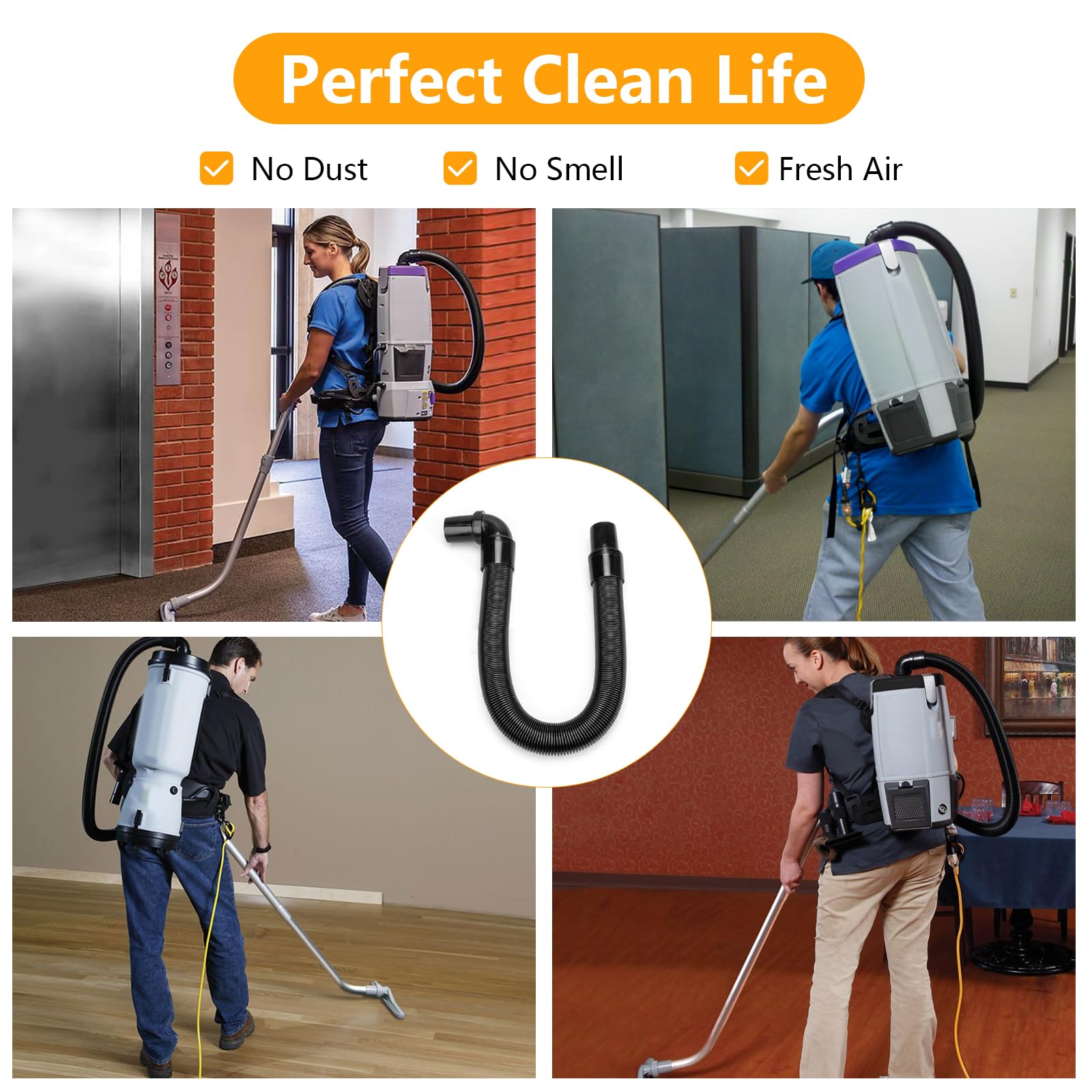 103048 Anti-Static Backpack Vacuum Hose Replacement - 1.5 Inch Cuffs Compatible with ProTeam, Super Coach, Mode 6 & More | Static-Free Cleaning for Offices, Schools & Commercial Spaces