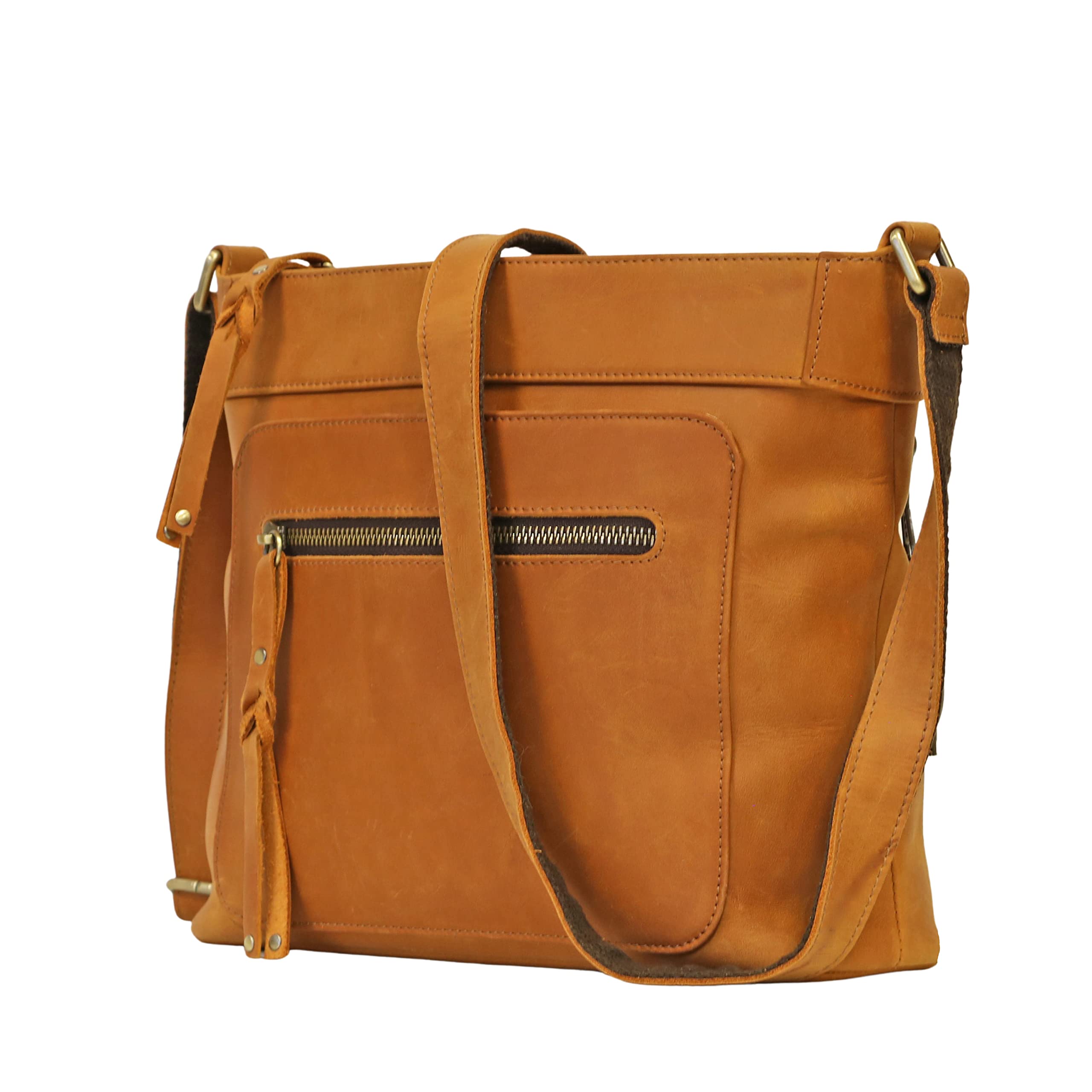 Concealed Carry Crossbody Bag for Men & Women - Distressed Leather with Locking Zippers & Gun Holster | Perfect for Everyday Carry, Travel & Outdoor Activities