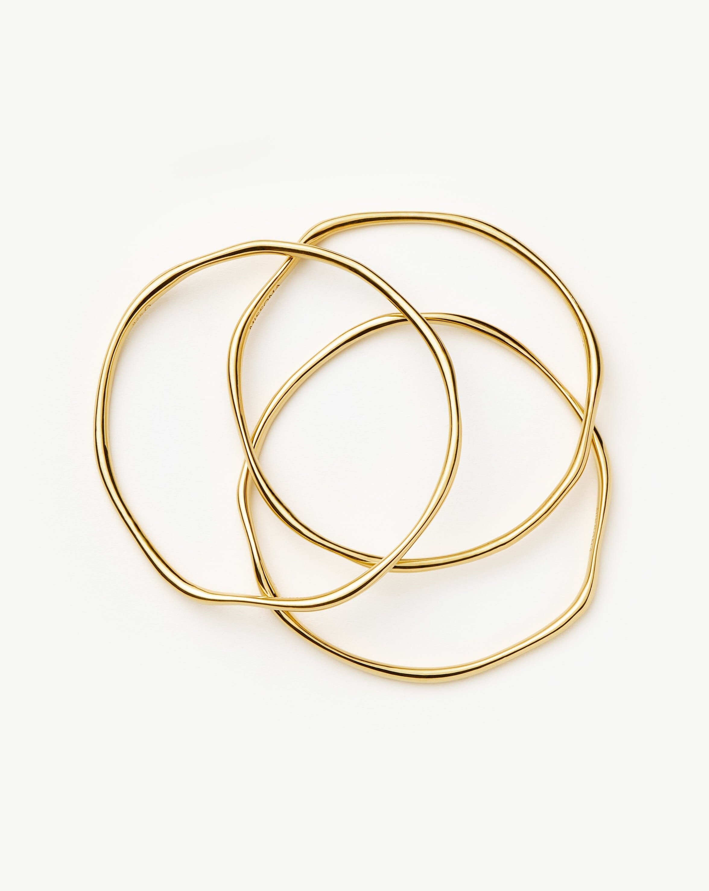 Trio Molten Ripple Bangle Bracelet Set - 18k Gold Vermeil Stackable Bracelets for Women | Perfect for Layering, Everyday Wear & Special Occasions