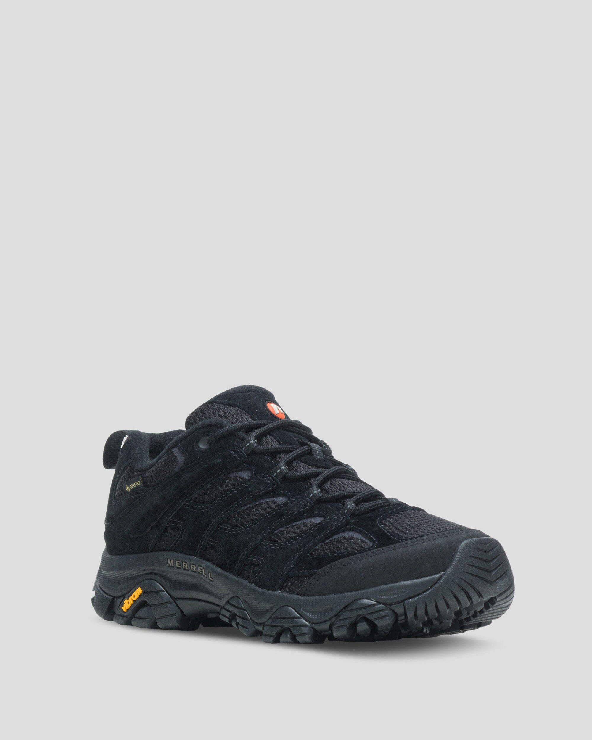 Men's Merrell Moab 3 Waterproof Hiking Shoes - Lightweight & Durable Outdoor Boots for Trail Walking, Trekking & Camping - Black/Black