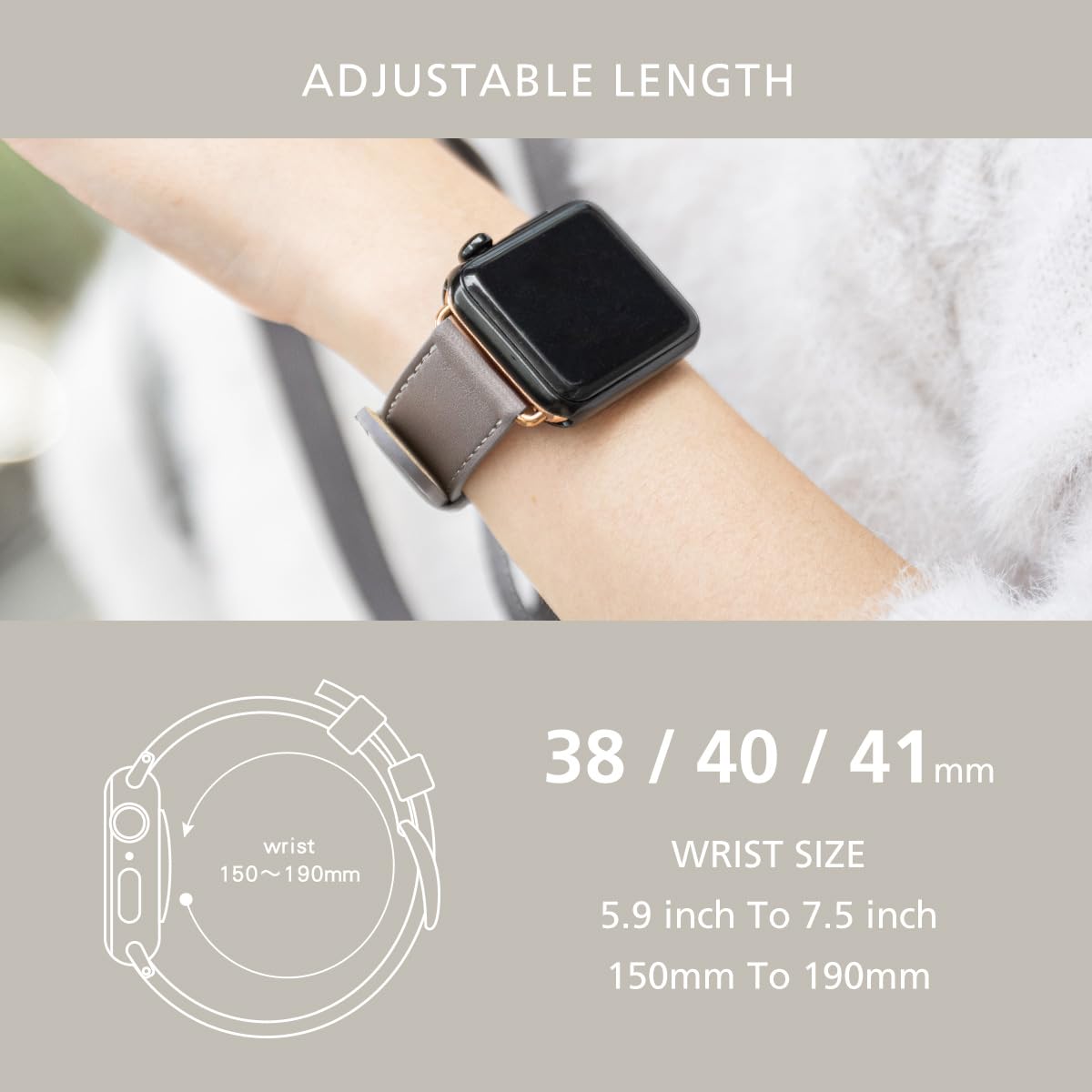 Premium Italian Full-Grain Leather Band for Apple Watch 38mm/40mm/41mm - Compatible with Series 10/9/8/7/6/SE/5/4 - Stylish Replacement Strap for Men & Women - Perfect for Work, Gym & Everyday Wear