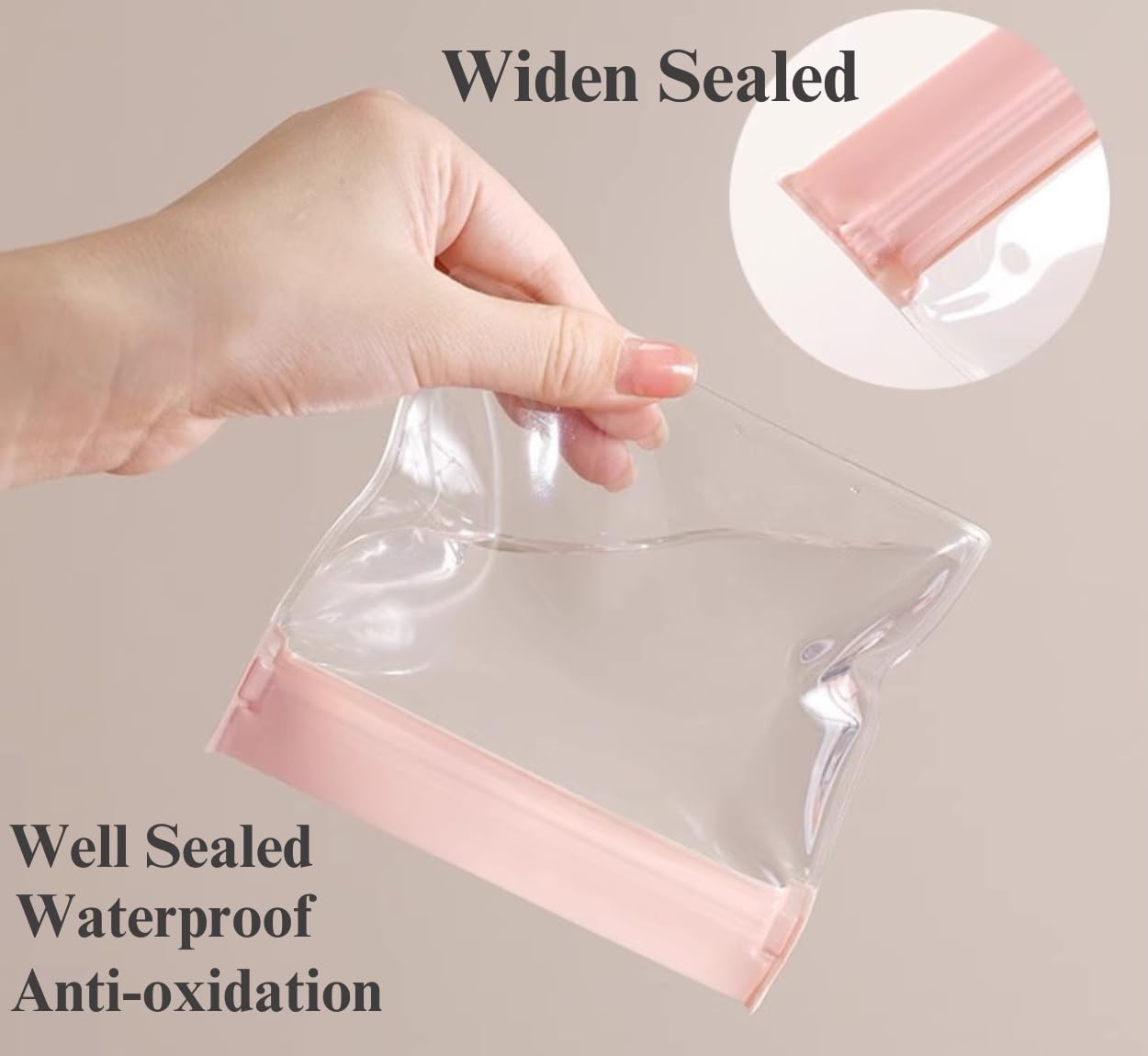 30 PCS Eva Jewelry Storage Bags - Anti-Tarnish Clear Plastic Ziplock Pouches for Necklaces, Rings, Watches & Bracelets (Resealable, Pink, Variety Sizes) - Perfect for Travel, Gifts & Jewelry Organization