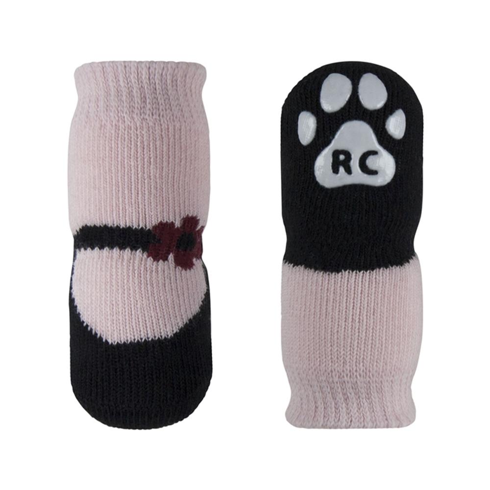 Pink Mary Jane Dog Socks for Small Dogs - Cute Pet Costume Accessories for Halloween, Christmas & Dress Up Parties - Non-Slip Sole for Indoor Play & Photo Shoots