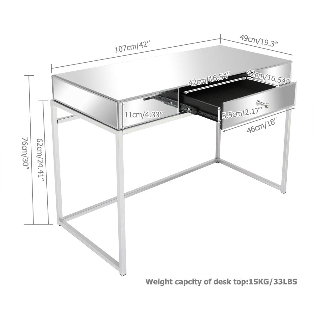 Modern Silver Console Table with Drawers - 42.13