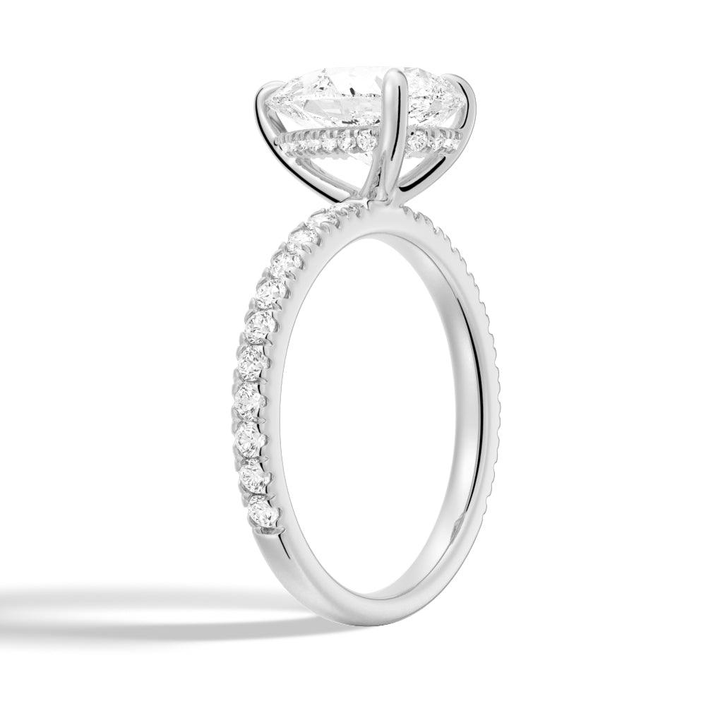 Pear Shaped Pavé Band Moissanite Engagement Ring with Hidden Halo Ring Set - Elegant Wedding Jewelry for Brides & Anniversaries