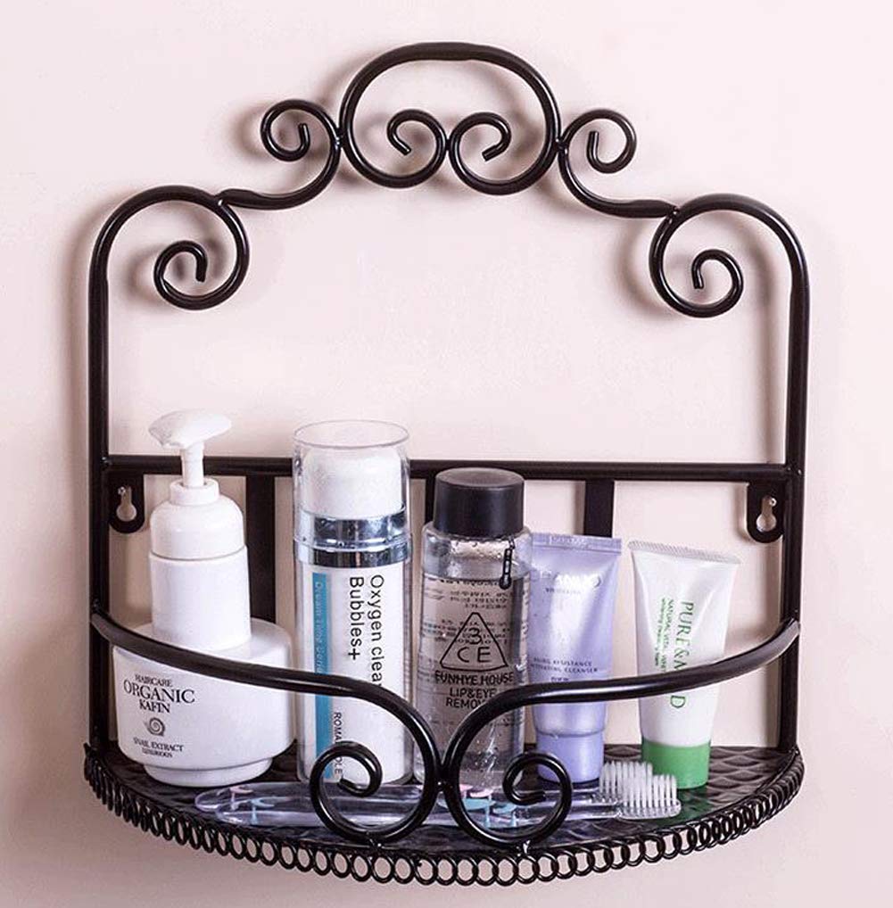 JEIMALEN Single Tier Bathroom Shelf - Black Iron Wall Mounted Rustic Shelf for Bathroom Organization | Perfect for Small Spaces, Shower Storage & Home Decor