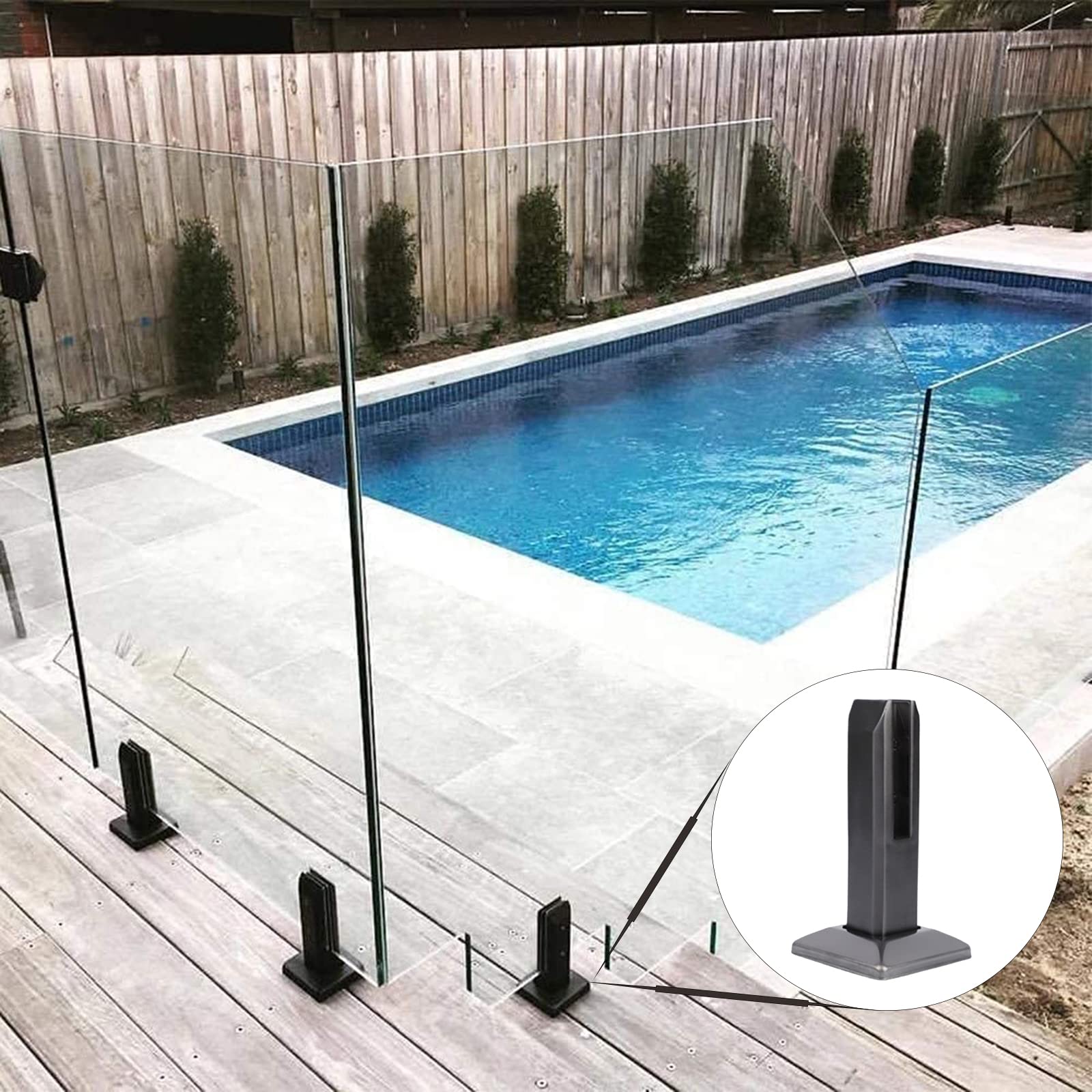 20 Adjustable Stainless Steel Glass Clamps - Black for Balustrade & Staircase Handrails