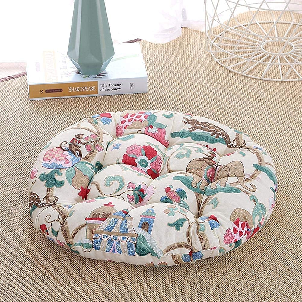 Quilted Thickened Round Seat Cushion for Indoor & Outdoor Use - Breathable Overstuffed Papasan Chair Pad (20x20 Inches) - Perfect for Patio Furniture, Floor Sitting, and Meditation Spaces
