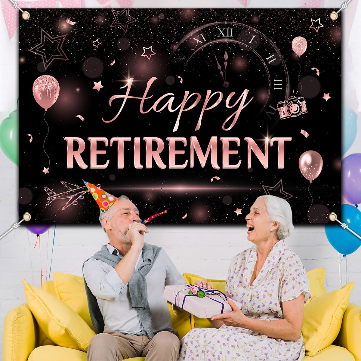 Rose Gold Retirement Backdrop Banner - Happy Retirement Decorations for Women, Retirement Party Photo Booth Supplies - Perfect for Retirement Celebrations, Office Farewells & Milestone Parties
