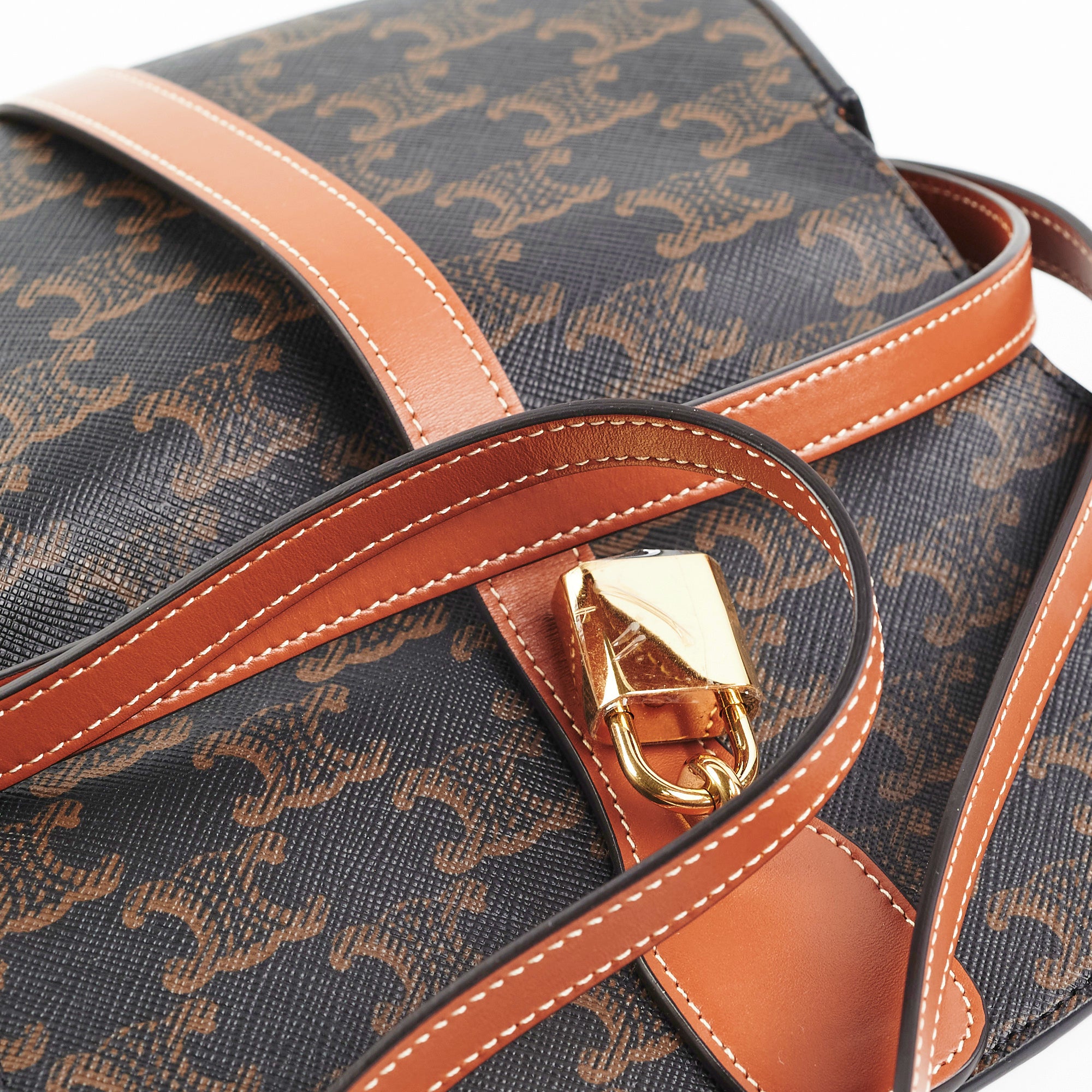 Celine Triomphe Calfskin Tan Clutch On Strap - Elegant Shoulder Bag for Women, Perfect for Evening Parties & Date Nights