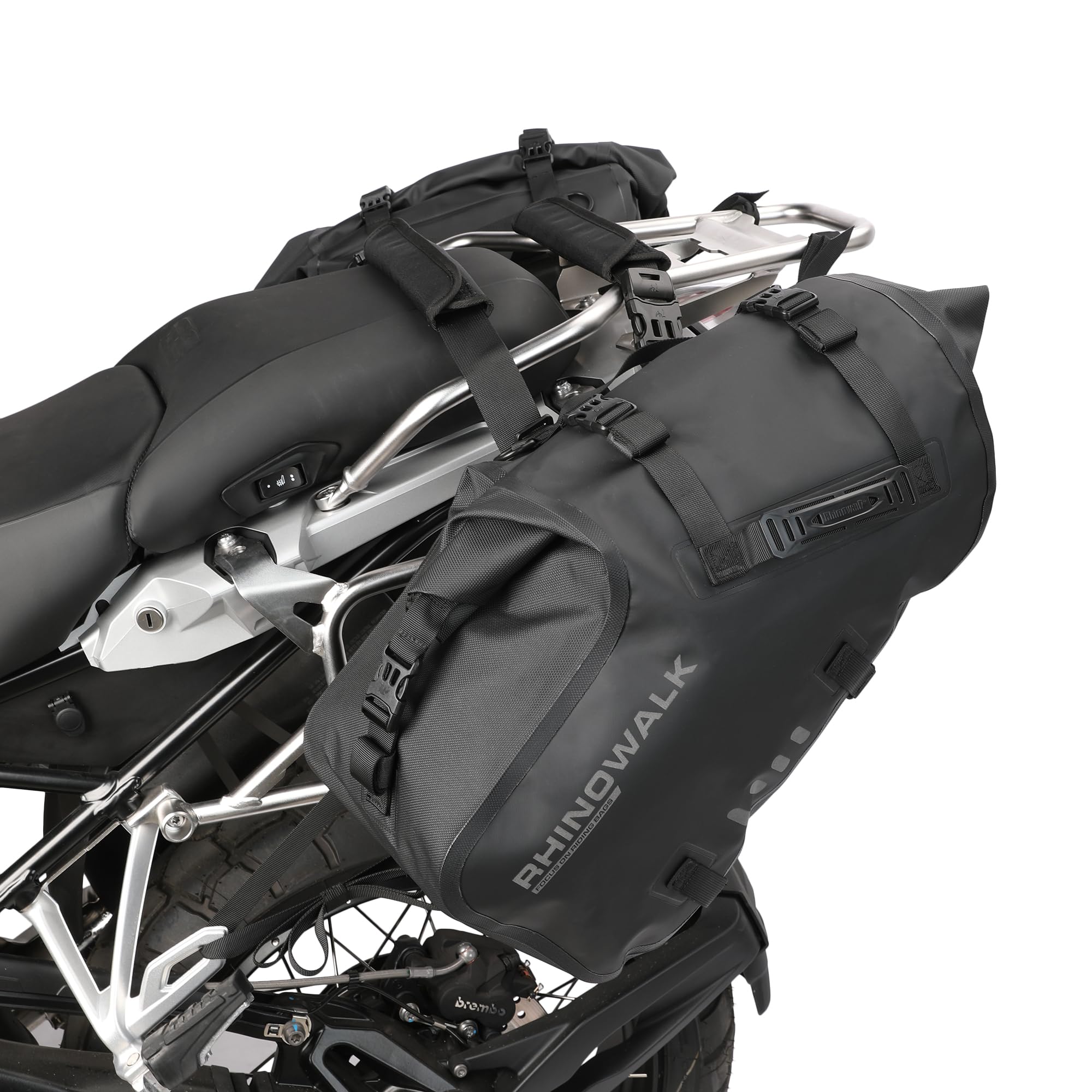 **HUNTVP 48L Waterproof Motorcycle Saddlebags & Tail Bag (2x24L) - Universal Black XL Storage Side Bags for Motorbike - Ideal for Touring, Commuting & Adventure Riding**