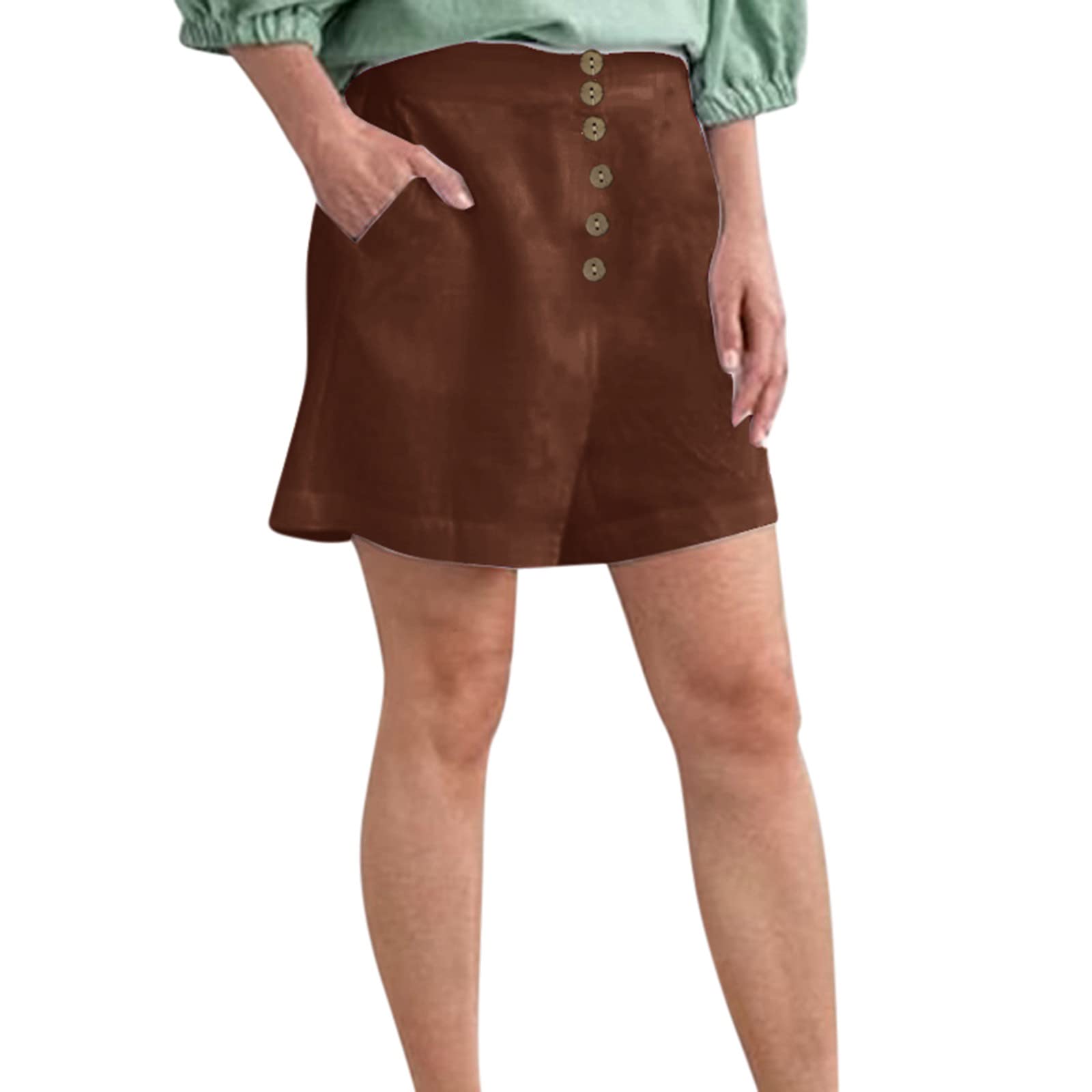 **Makalon Women's High Waist Athletic Shorts with Pockets – Breathable Cotton Summer Casual Shorts for Running, Yoga & Outdoor Activities**