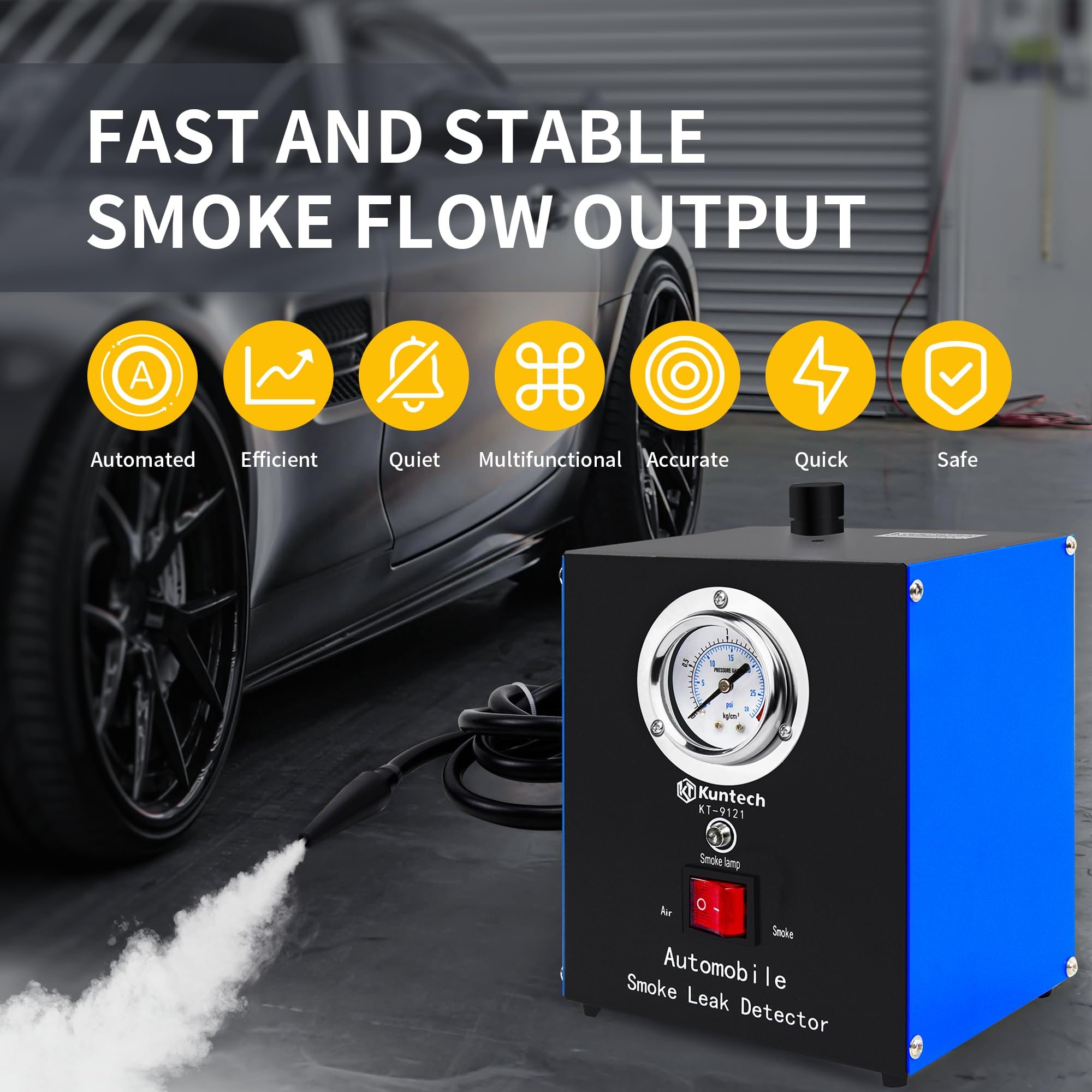 12V DC Automotive Smoke Machine with Built-in Air Pump - Leak Detector for Pipe, EVAP & Fuel Systems - Diagnostic Tester for Vehicle Maintenance & Repair