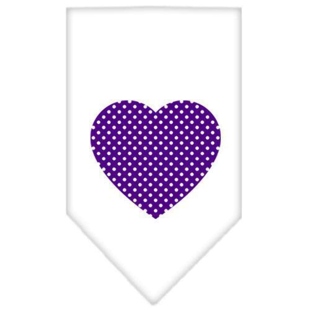 Purple Swiss Dot Heart Pet Bandana for Dogs - Small White Screen Printed Dog Bandana - Perfect for Pet Photos, Grooming, and Special Occasions