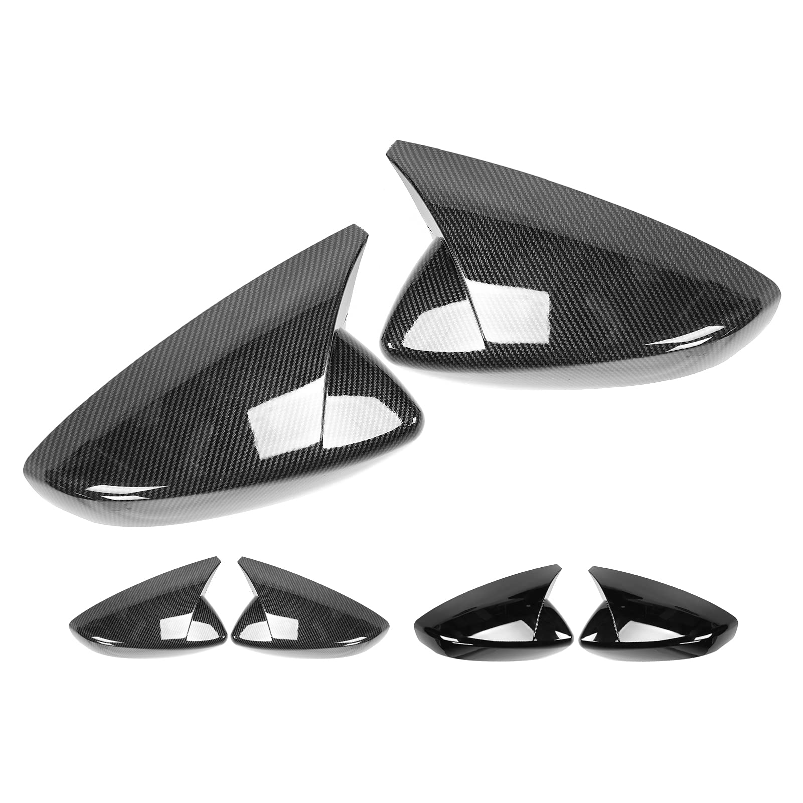 Carbon Fiber Rearview Mirror Cover for Mazda 3 Axela 2020 - Passenger Side Door Mirror Protector (Pair) - Horn Style Side Mirror Cap Housing - Enhances Vehicle Style & Protection for Daily Driving & Car Shows