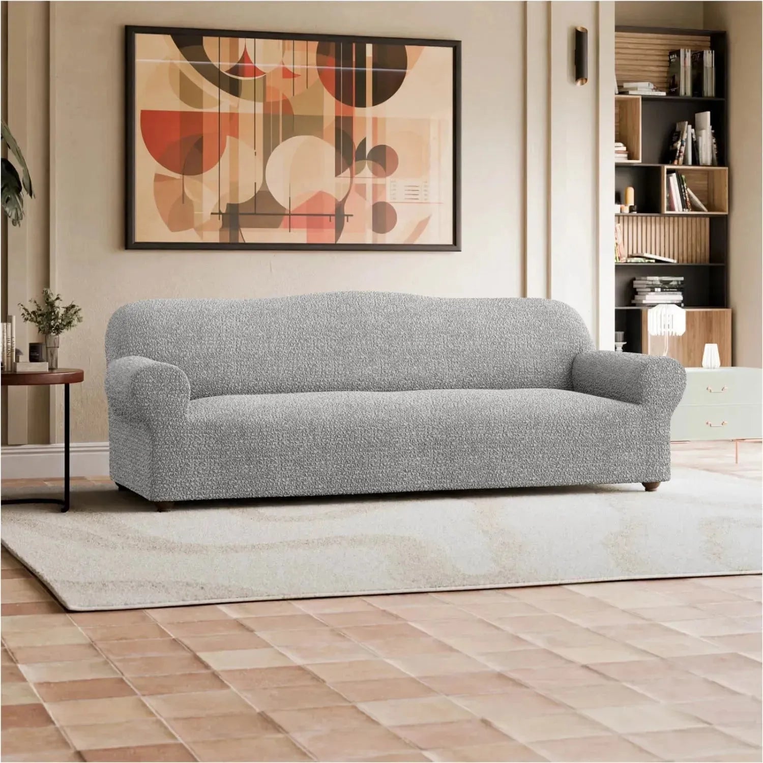 4-Seater Sofa Slipcover - Mille Righe Collection | Stretchable Furniture Protector for Living Room, Bedroom & Office | Easy Washable Couch Cover for Pets & Kids