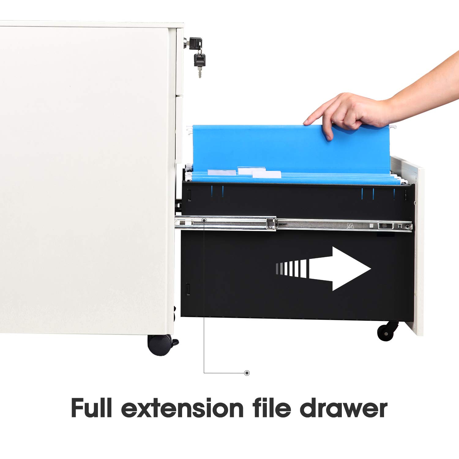 DEVAISE 3-Drawer Rolling File Cabinet with Lock - Fully Assembled Under Desk Storage Organizer for Home Office - White | Perfect for Document Organization & Small Space Storage Solutions