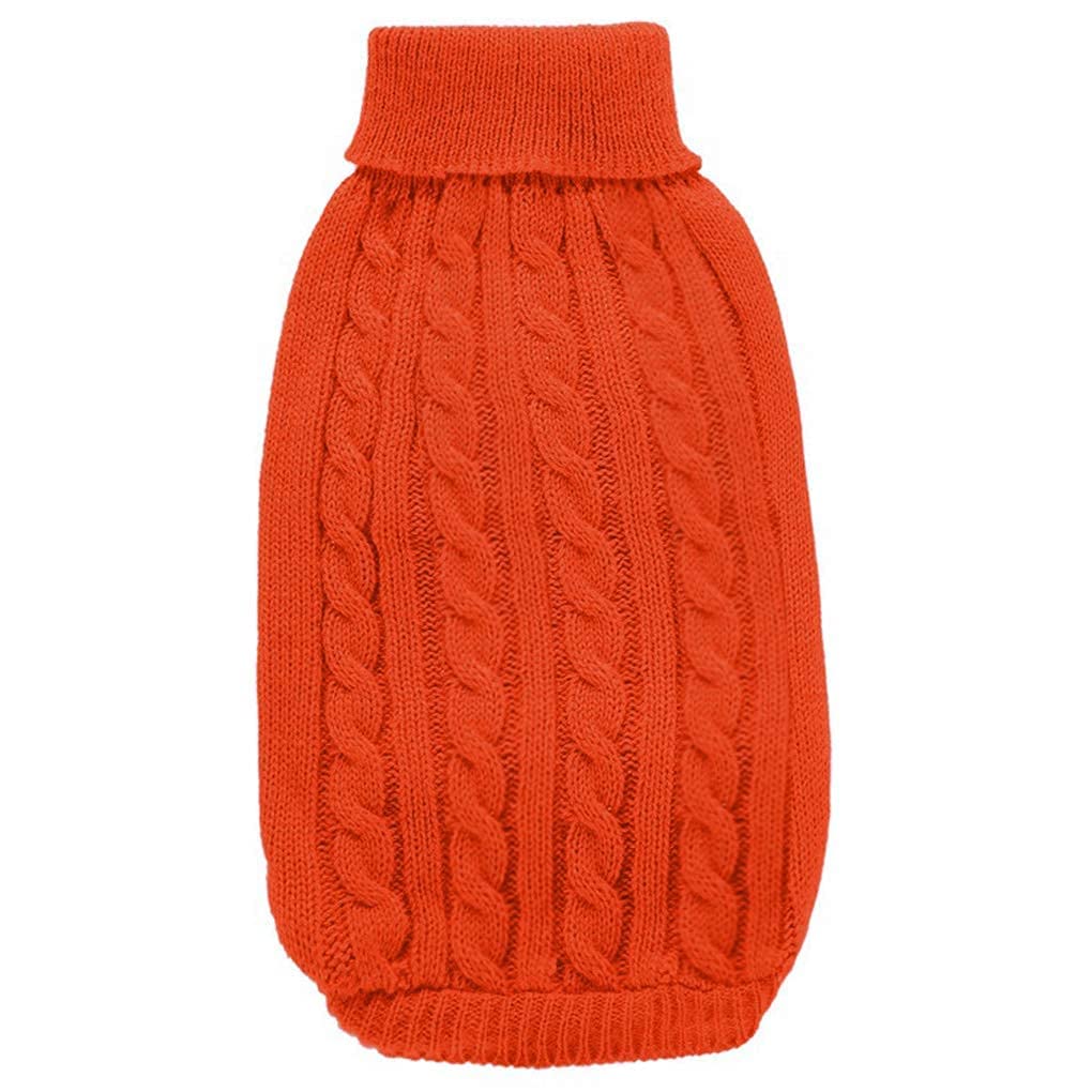 Warm Knitted Dog Sweater for Small Pets - Winter Cat & Puppy Clothes (Orange) - Perfect for Cold Weather Outings