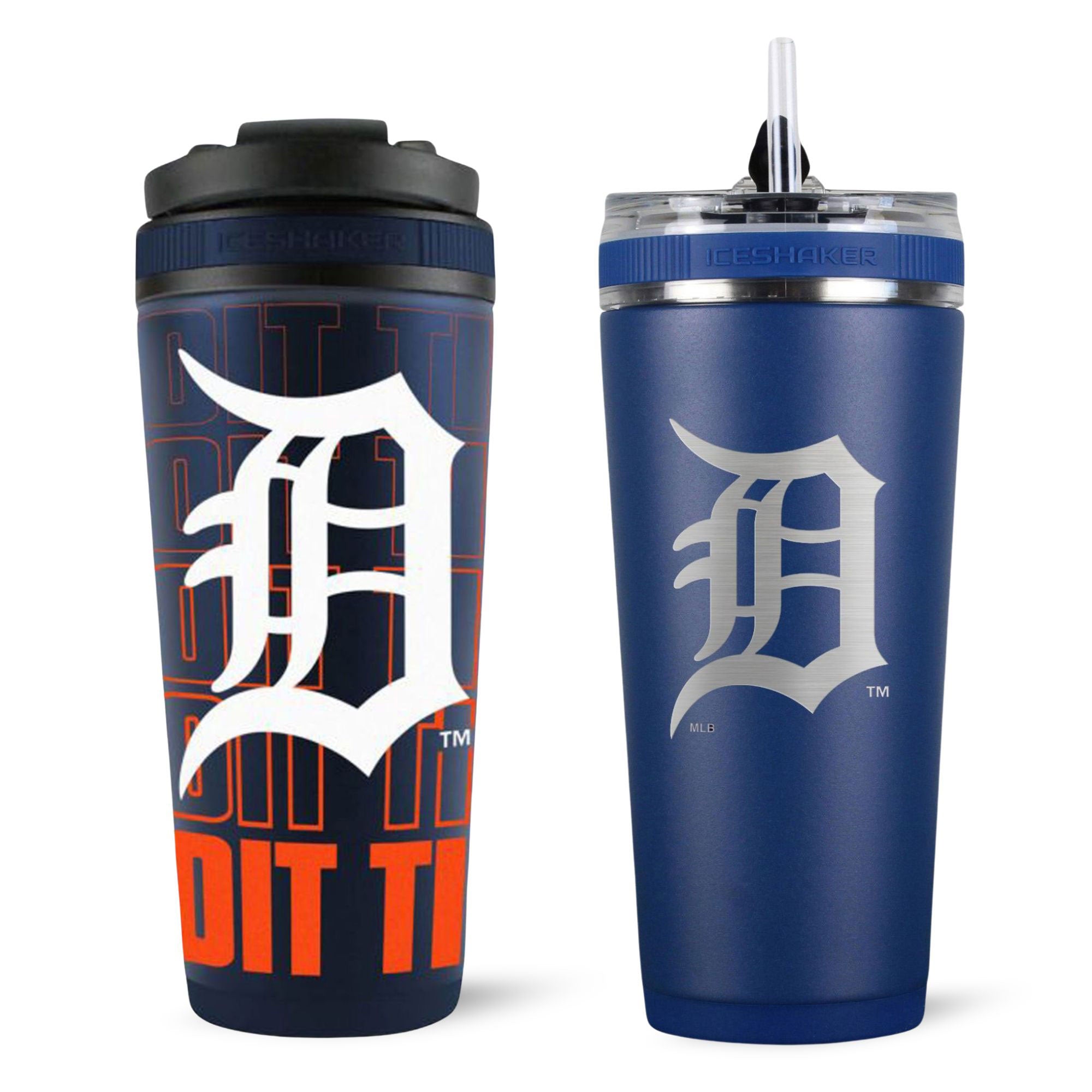 Detroit Tigers 4D Ice Shaker & Flex Bottle Bundle - Insulated Stainless Steel Water Bottle for Gym, Workout & Sports - Perfect for Baseball Fans & Athletes