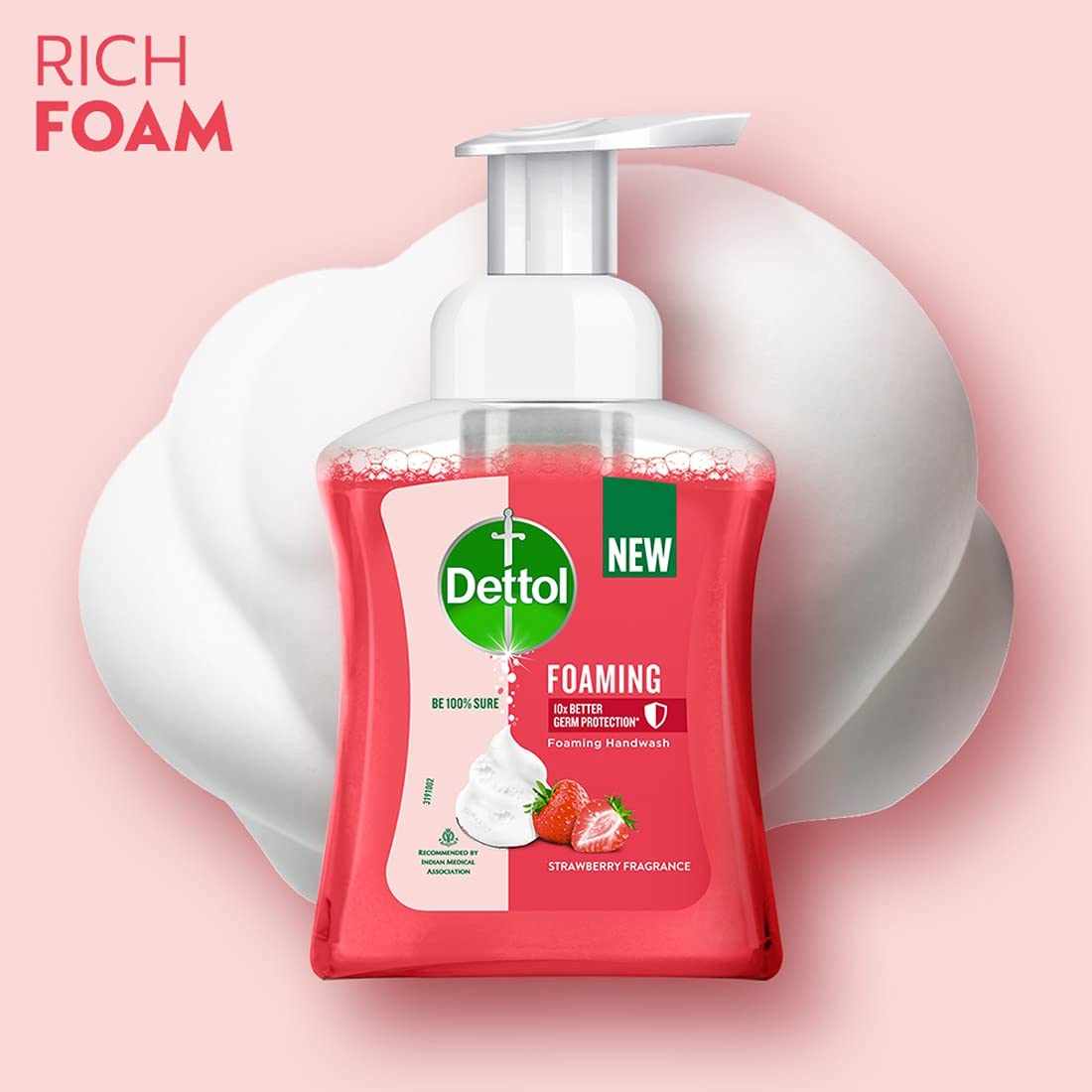 Dettol Disinfectant Sanitizing Wipes for Skin & Surface Cleaning - 80 Count | Dettol Foaming Hand Wash with Strawberry Scent - 250ml | Ideal for Home, Office & Travel Hygiene Protection