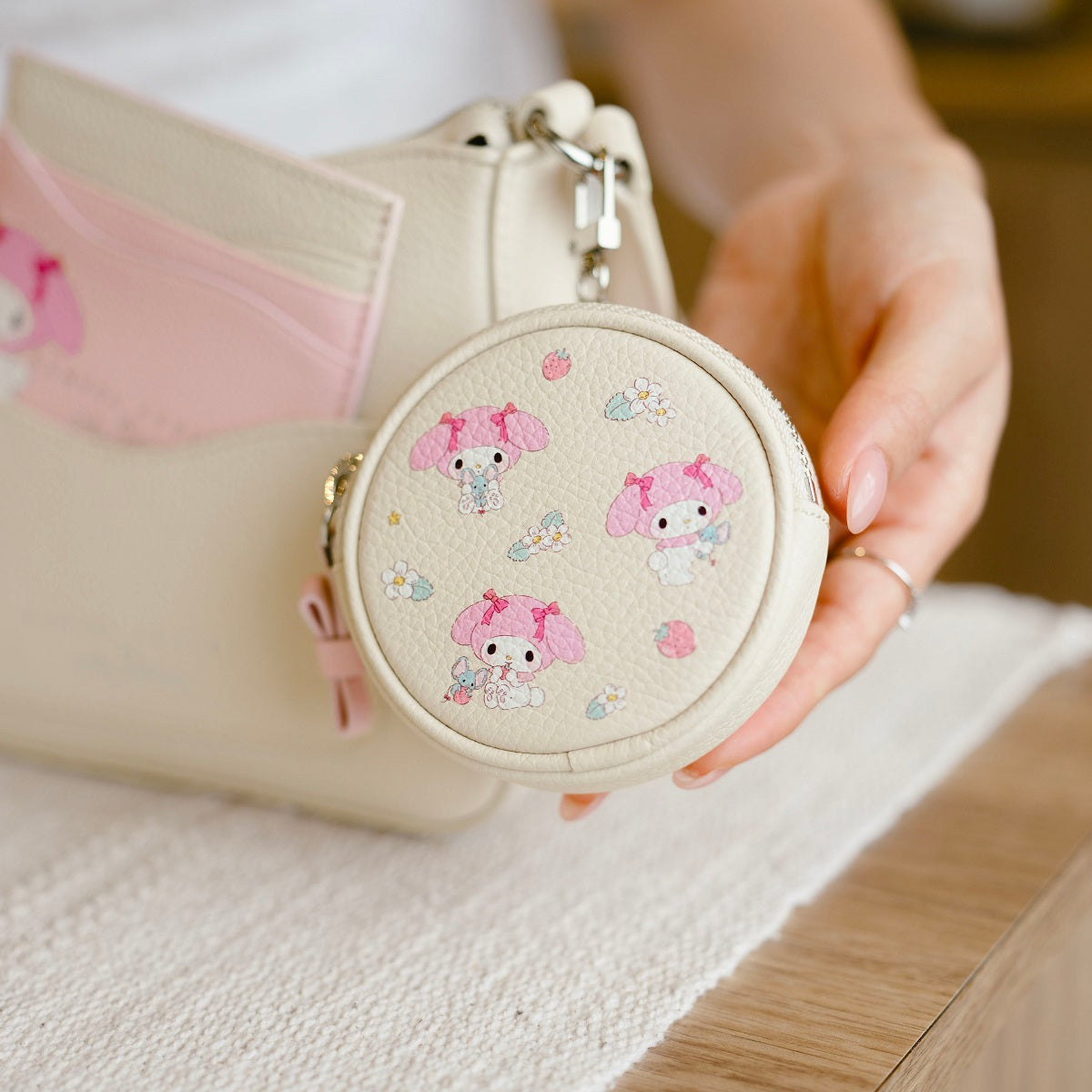 Samuel Ashley x Sanrio Characters Keychain Leather Pouch - Cute Anime Key Holder for Keys, Wallet & Small Essentials | Perfect for Cosplay, Gifts & Everyday Use