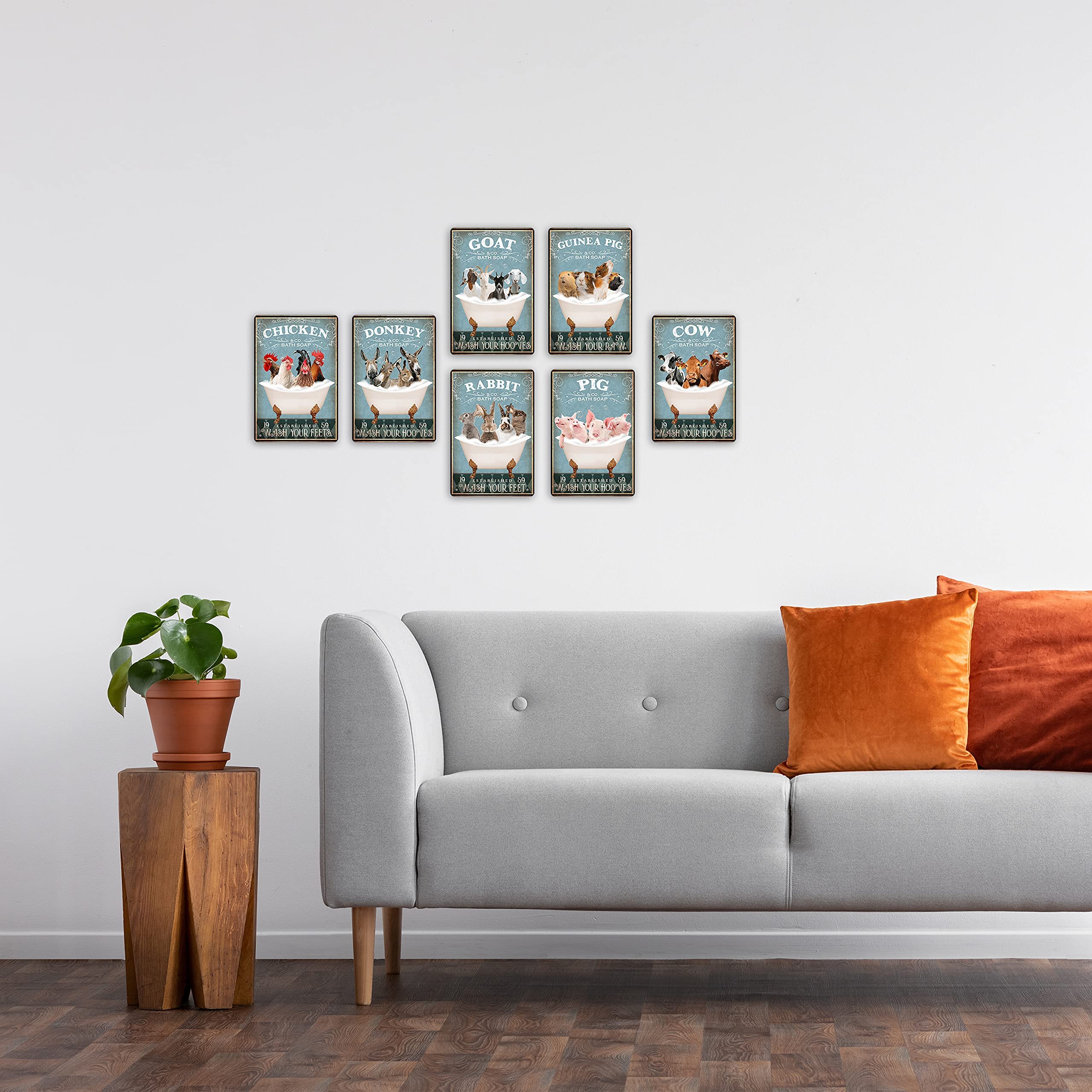 Funny Rabbit Decor for Bathroom & Bathtub - Cute Rabbit Lover Accessories, Farmhouse Wall Art Sign (8x12 Inch) - Perfect for Farmhouse Decor, Nursery, Kids Room & Rabbit Themed Bathroom