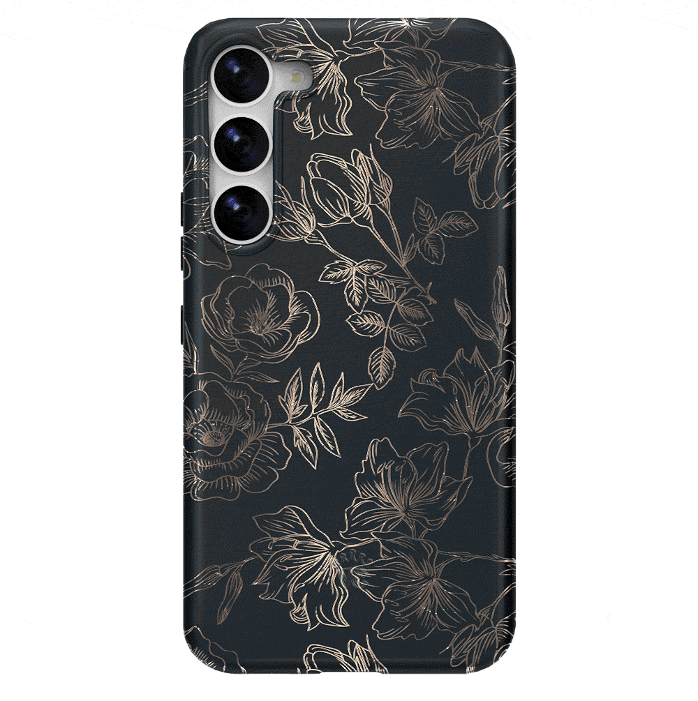Floral Rose Gold Chrome Samsung Galaxy Phone Case - Elegant Protective Cover for Galaxy S21/S22/S23 - Perfect for Everyday Use & Special Occasions