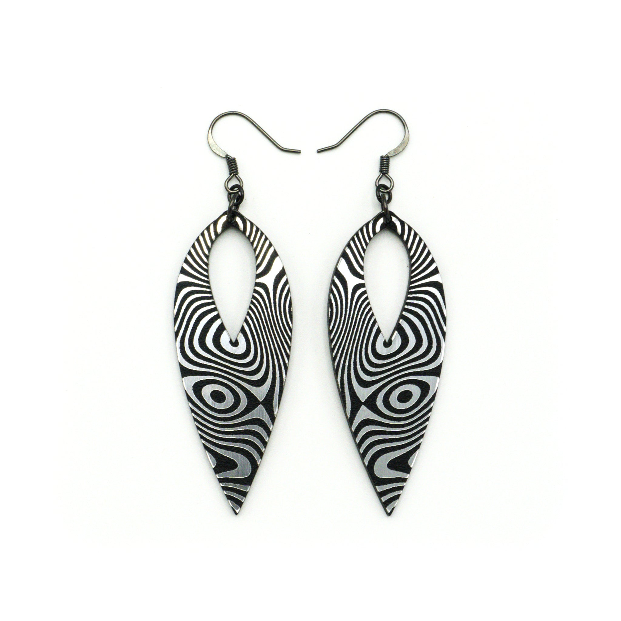 Nativas 34R Acrylic Earrings - Brushed Silver & Black Dangle Earrings for Women | Elegant Party & Everyday Wear Jewelry