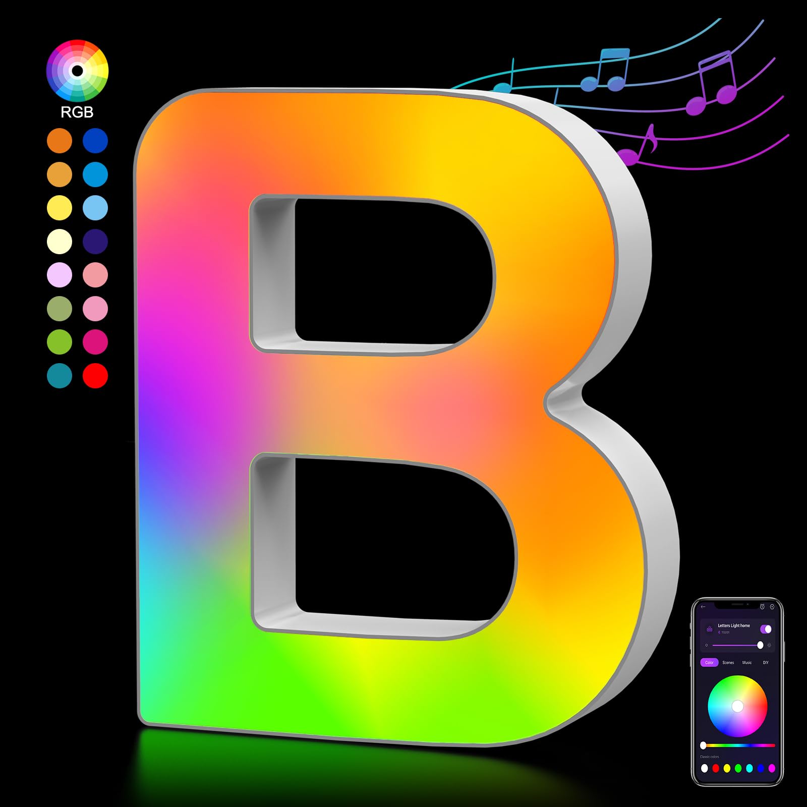 **OJQ LED Light Up Letters - Color Changing Alphabet Wall Decor with Music Sync for Bedroom, Party & Home - Christmas Birthday Gifts for Girls, Teens - Room Decor, Wall Art, Night Light**    *(Perfect for bedrooms, parties, weddings, holidays, photo backdrops & cozy night ambiance!)*
