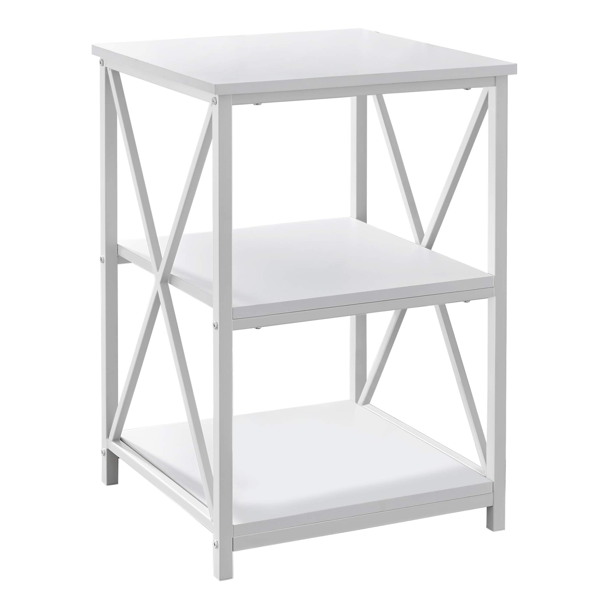 HomeRoots 26 Inch Rectangular White Metal Accent Table - Modern Side Table for Living Room, Bedroom & Office Decor